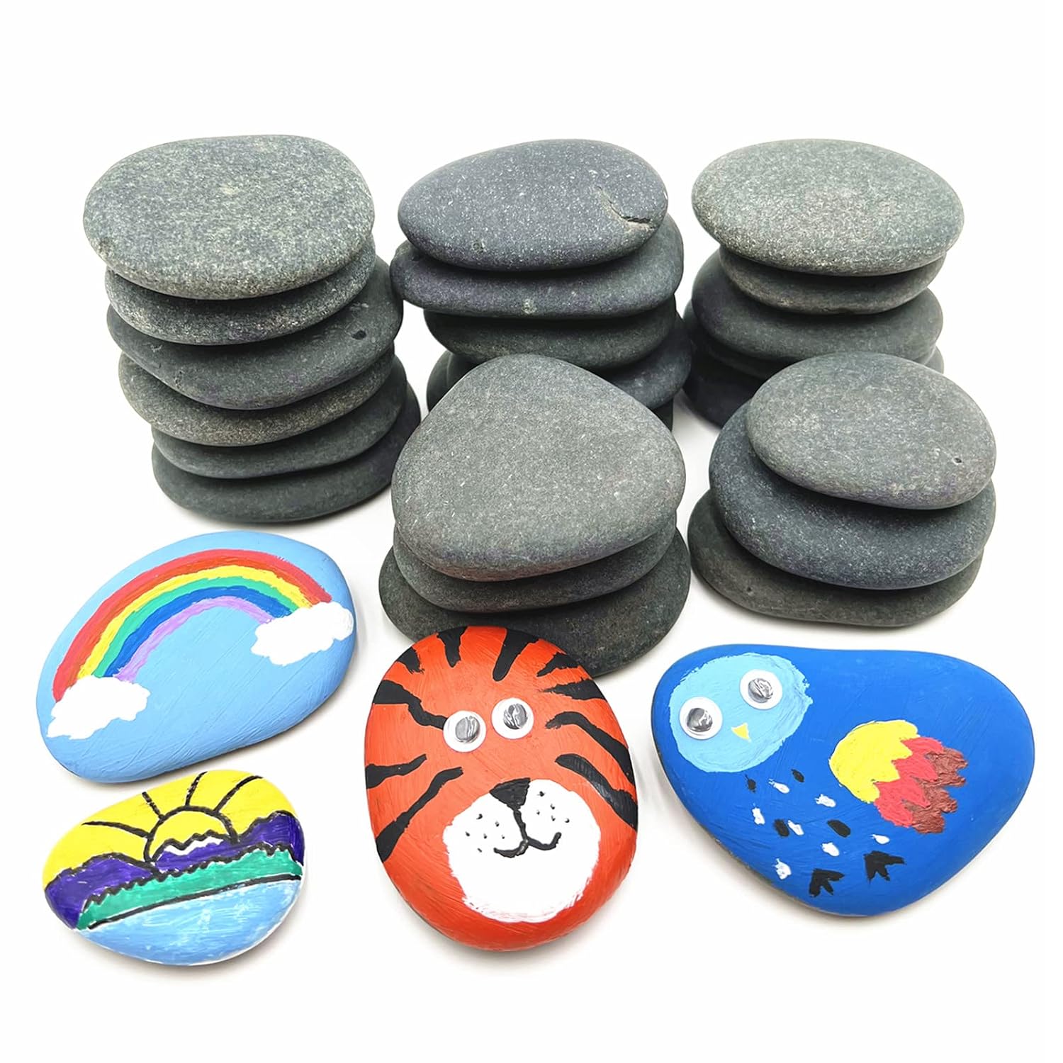 Lifetop 24PCS Rocks for Painting, 2"-3" Inches DIY Rocks Flat & Smooth Kindness Rocks for Crafts, Decoration, Medium Rocks for Painting,Hand Picked for Painting Rocks