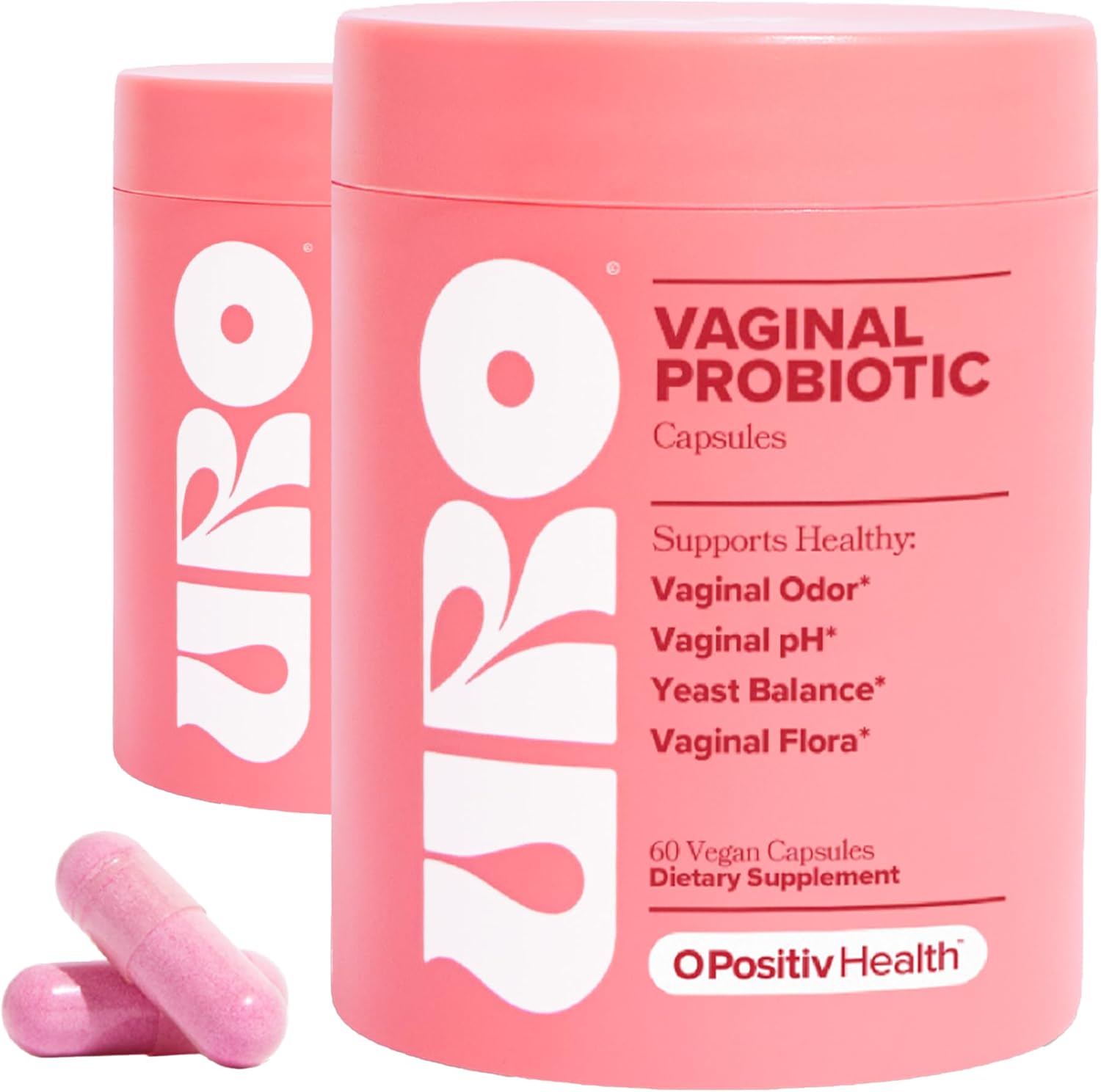 O Positiv URO Vaginal Probiotics for Women pH Balance with Prebiotics & Lactobacillus Probiotic Blend - Vaginal Health Supplement - Promote Healthy Vaginal Odor & Vaginal Flora, 60 Count (Pack of 2)