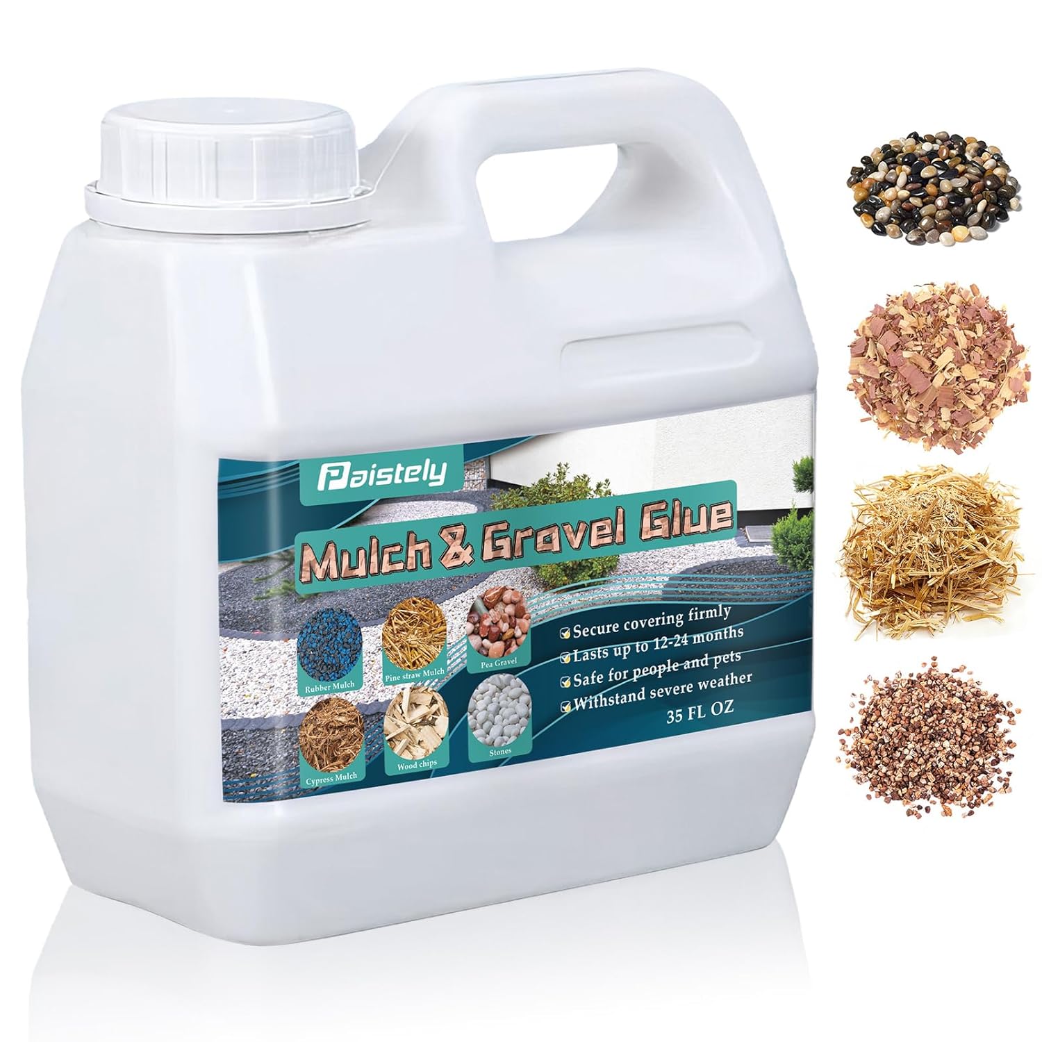 Mulch & Gravel Glue for Landscaping, Powerful Concentrated Rock Glue for Pea Gravels, Gravel Binder, Secure Covering Firmly, Non-Toxic Mulch Adhesive for Rocks for Locking Most Mulches