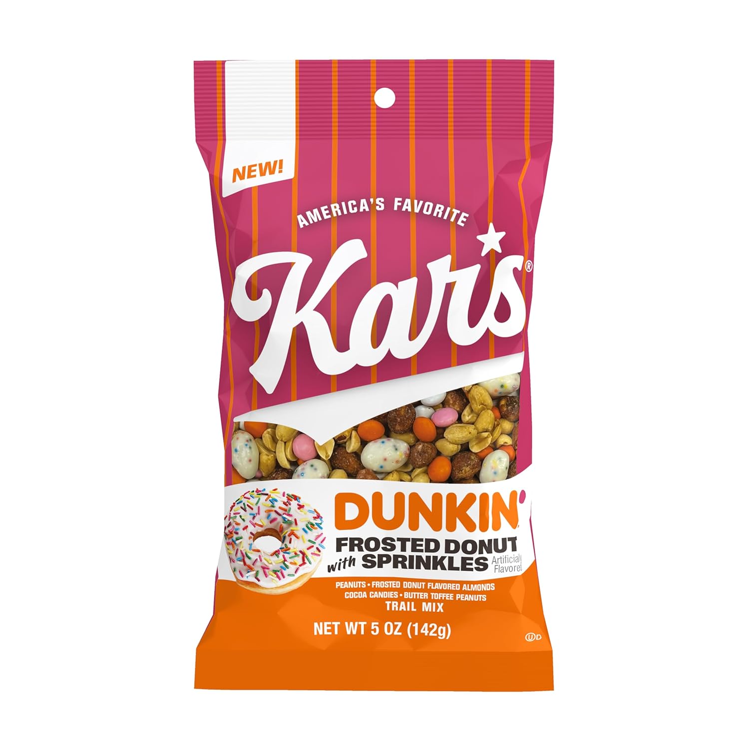 Kar’s Nuts Dunkin’ Frosted Donut with Sprinkles Mixed Nuts – Sweet Candy-Coated Nuts Mix, 5oz Grab & Go Bags (Pack of 12) – Trail Mix Sweet Snacks for Adults & Kids