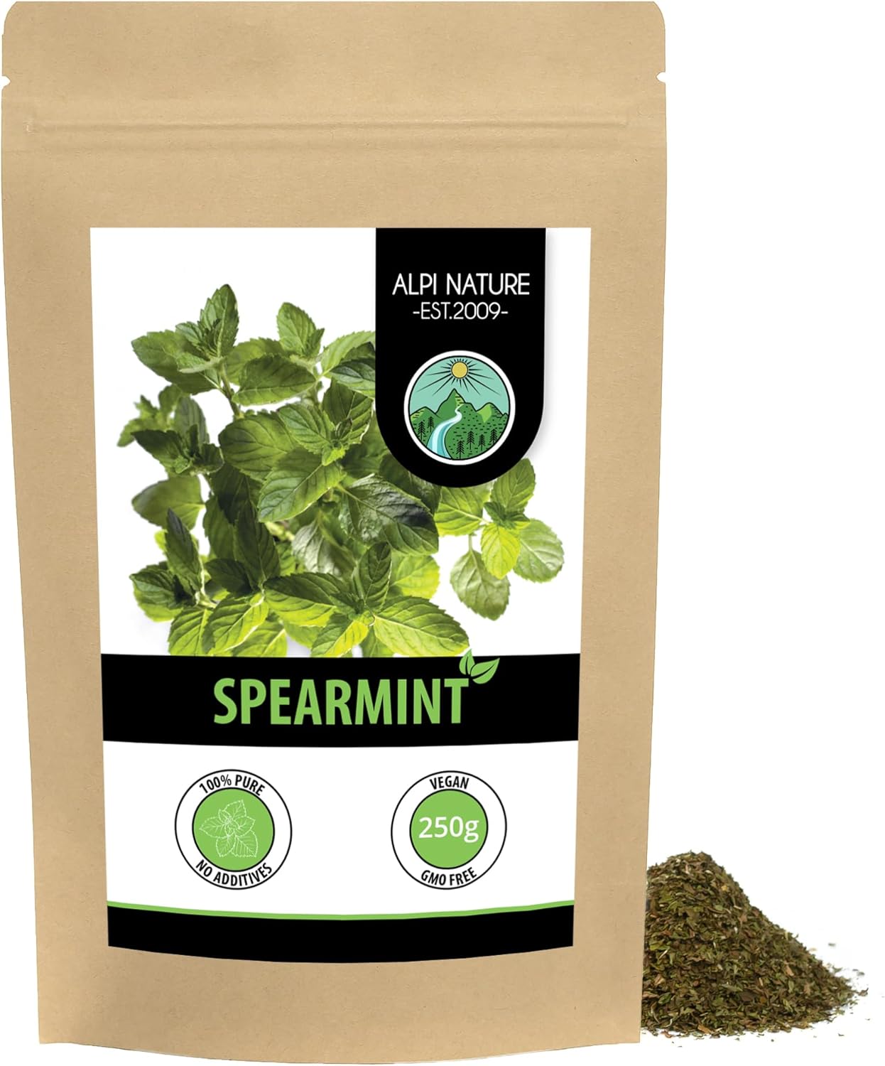 Alpi Nature Spearmint Tea 250g 8.8 oz, Dried and Cut Nana Mint, Moroccan Mint Tea Loose Leaf