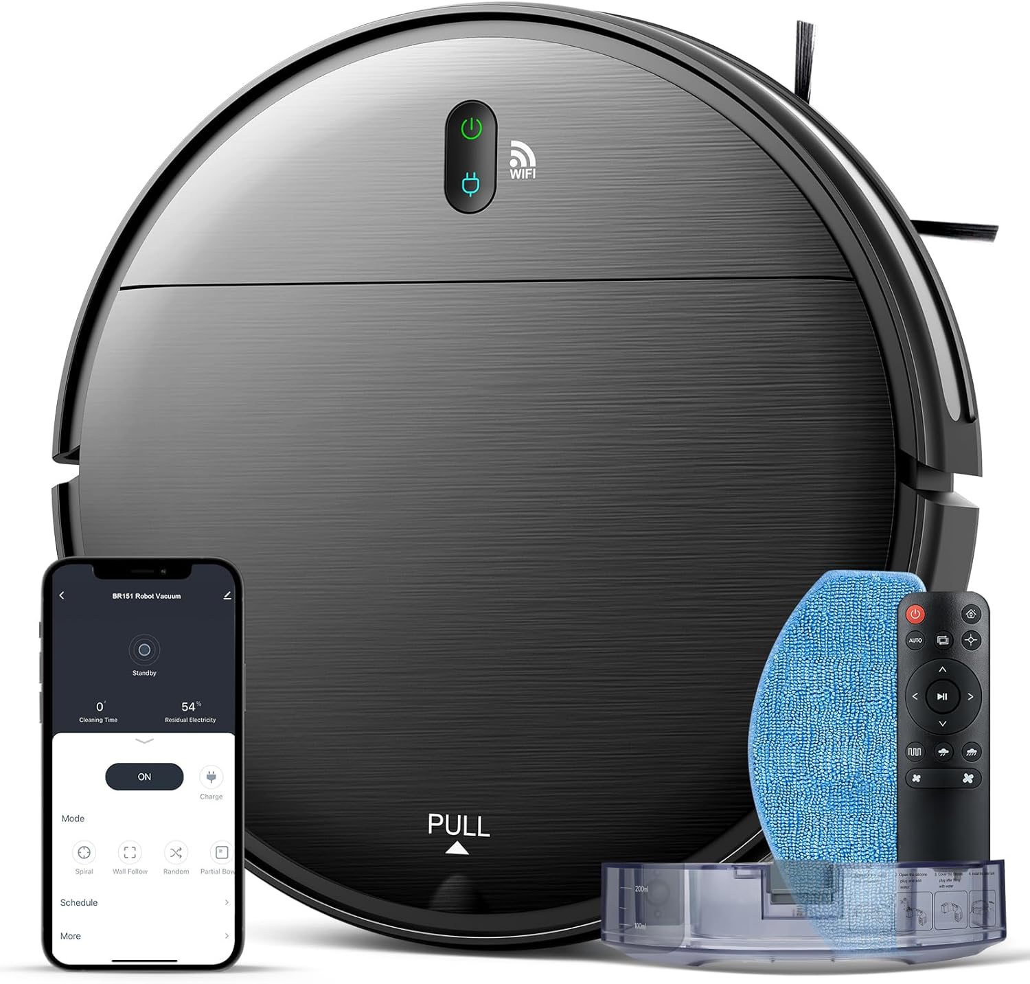 Robot Vacuum and Mop Combo, 2 in 1 Mopping Robot Vacuum Cleaner with Schedule, Wi-Fi/Voice/App, Strong Suction, Easy of Use, Self-Charging Robotic Vacuum, Slim, Ideal for Hard Floor, Pet Hair, Carpet