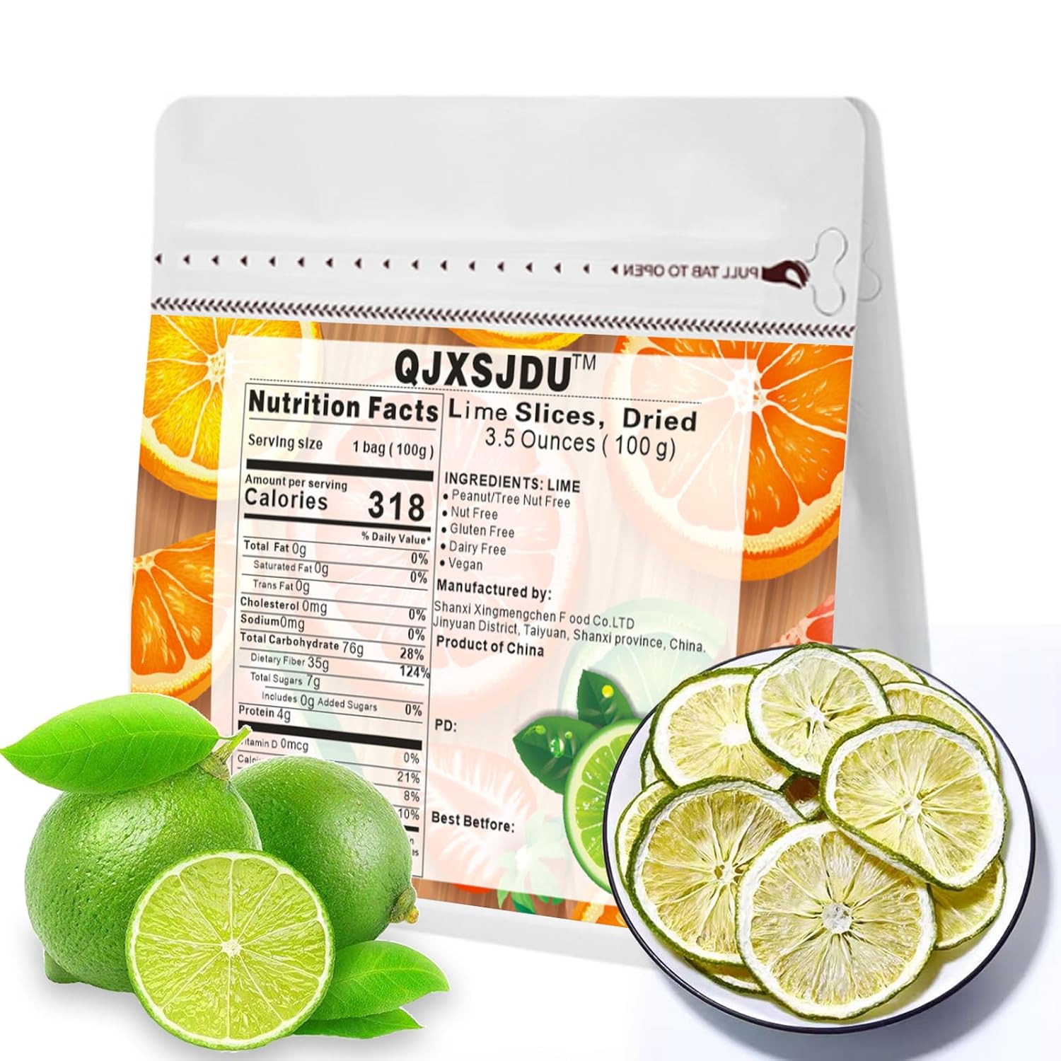 Dried Lime Slices 3.5 Oz/100g Dehydrated Limes for Cocktails Old Fashioned Drink Garnish,No Sugar Fresh Dry citrus Chips for Fruit Tea Baking Cooking