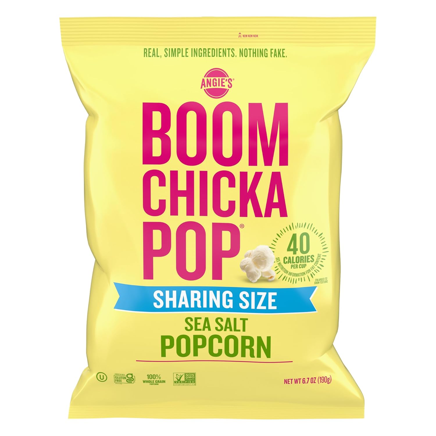Angie's BOOMCHICKAPOP Sea Salt Popcorn, Gluten Free, Party Size, 6.7 oz.