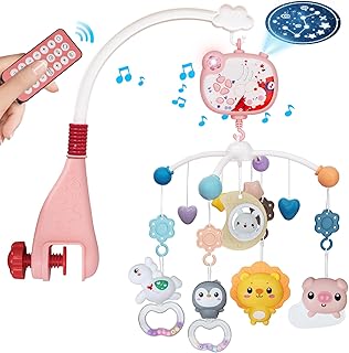 Baby Mobile for Crib, Crib Mobile with Music and Lights for Girls or Boys, Crib Toys Hanging, Nursery Mobiles, Bassinet Mobile Clip On, Tiny Love Mobile, Crib Bumper Toys Accessories