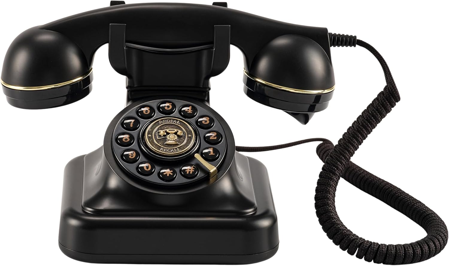 Retro Landline Telephone, Old Phone with Ringer Control & Redial, Black Old Phones, Vintage Corded Desk Old Telephone, Retro Phones for Landline, Old Fashioned Phone with Cord