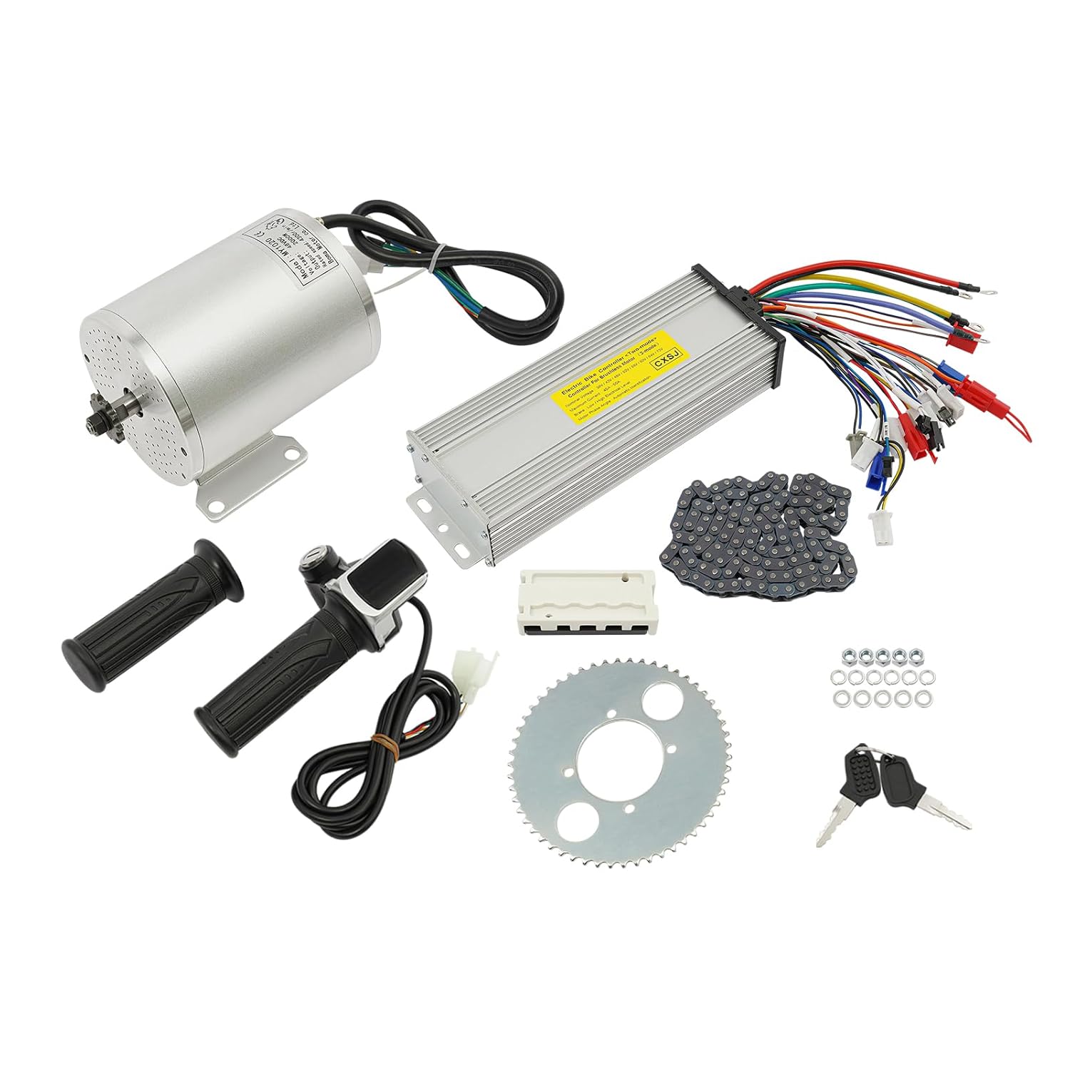 48V 2000W Electric Brushless DC Motor Kit, 4300rpm High Speed Motor with 33A 15 Mosfet Controller Battery Display LCD Throttle, Electric Scooter Bicycle Motorcycle Mid Drive Motor, DIY Part