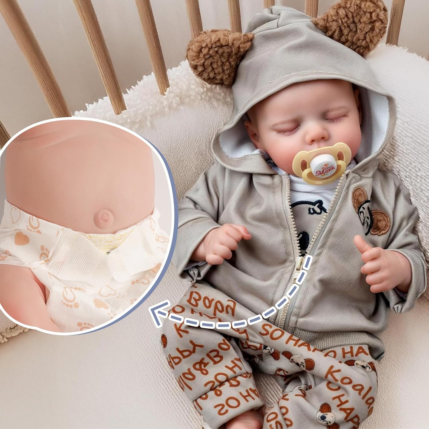 JIZHI Realistic Reborn Baby Dolls Girl, 17 Inch Lifelike Newborn Real Life Baby Girl Dolls Soft Vinyl and Cloth Body with Feeding Kit Gift Box for Kids Age 3+