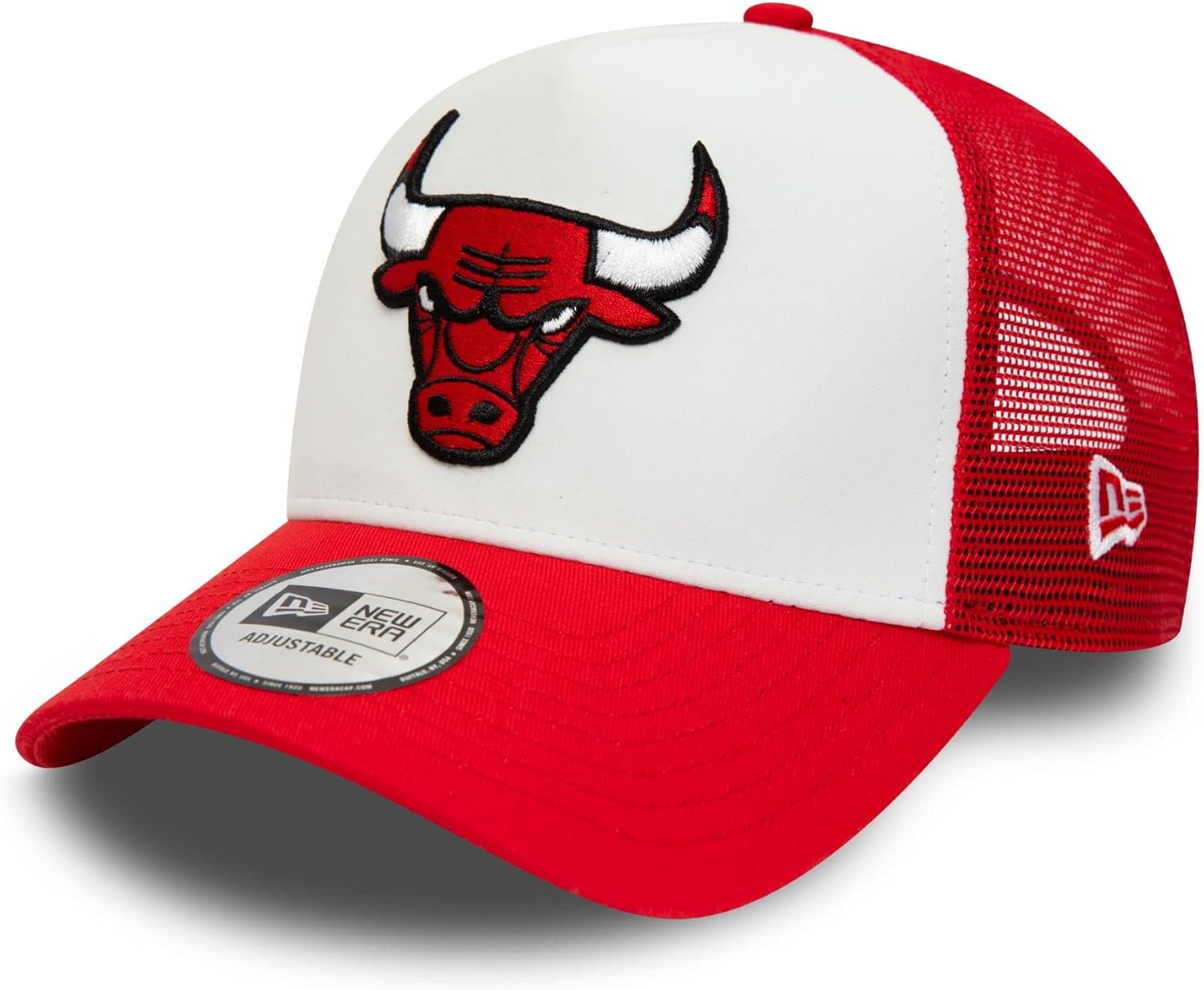 New Era Chicago Bulls NBA Team Colour White Red A-Frame Adjustable Trucker Cap