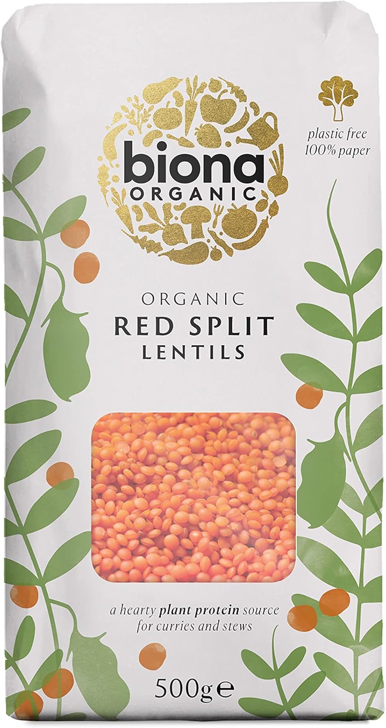Biona Organic Red Split Lentils, 500 g