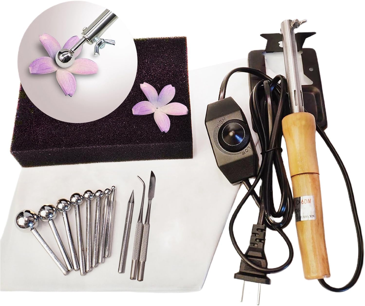 Flower Making Kit, Electric Fabric Flower Maker, Artificial Flower Ironing Machine with 11 Ironing Heads, Adjustable Temperature, Fake Flower Making Tools Kit