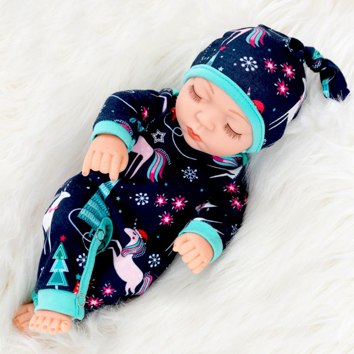 10 Inch Newborn Reborn Baby Doll Clothes Set for Kids Aged 2 3 4 5 6 7 Years Realistic Silicone Baby Dolls with Rompers and Hat Best Gift for Kids Girls