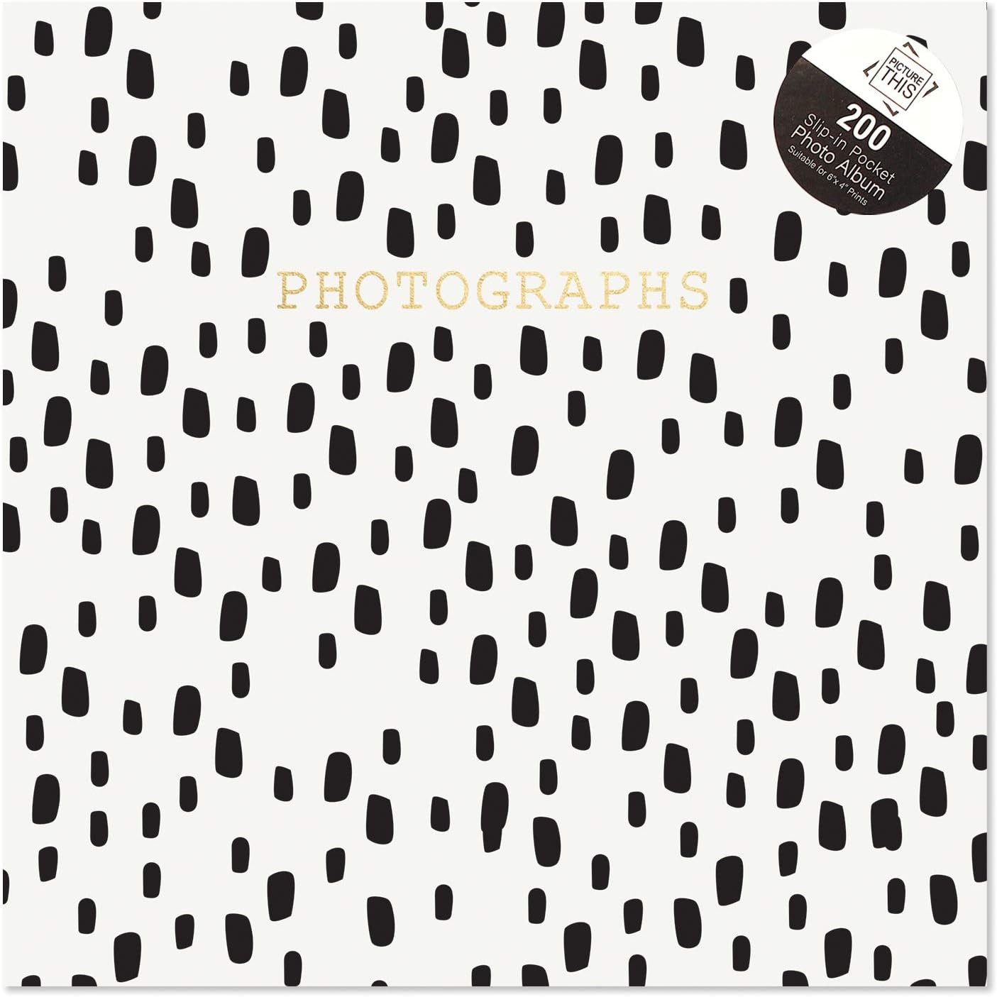 Tallon White with Black Spots 6x4 Photo Album Memo Slip in Holds 200 Photos