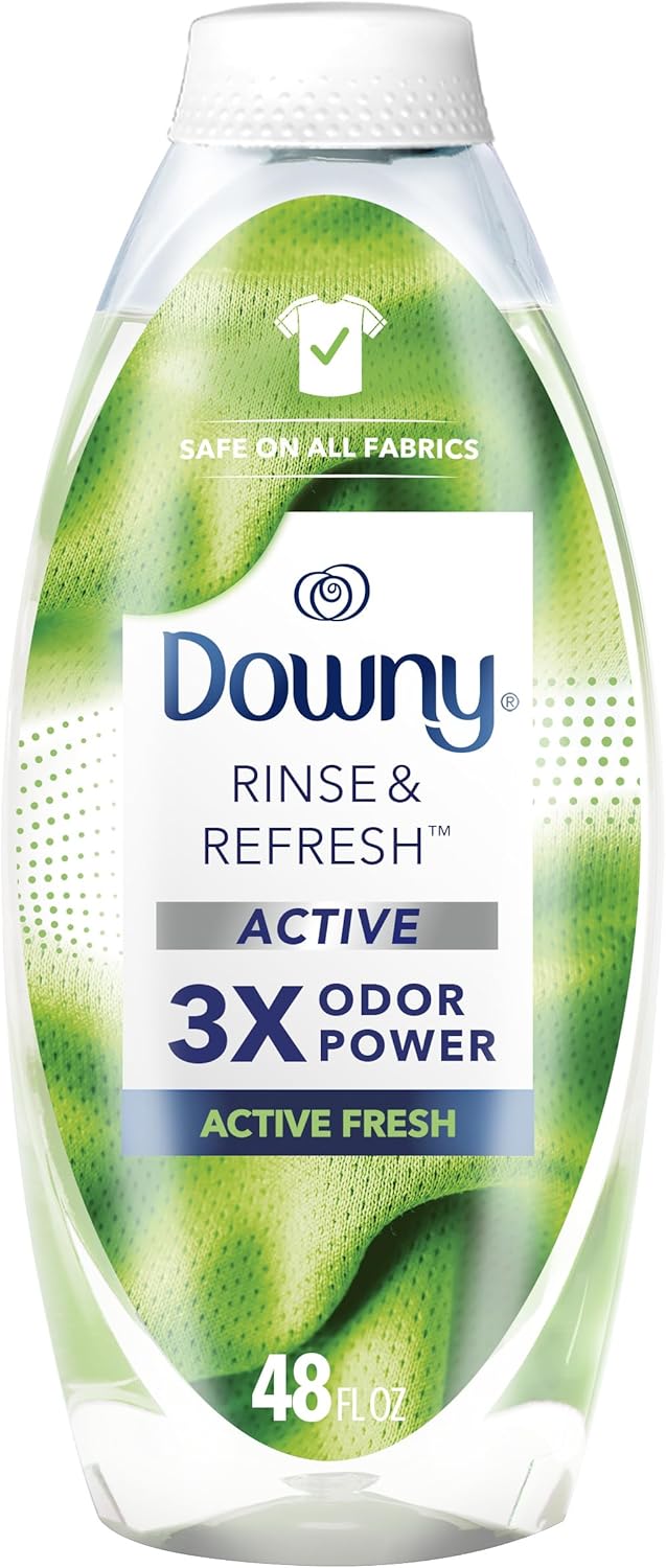Downy RINSE & REFRESH Laundry Odor Remover and Fabric Softener for Activewear, Active Fresh Scent, 48 oz