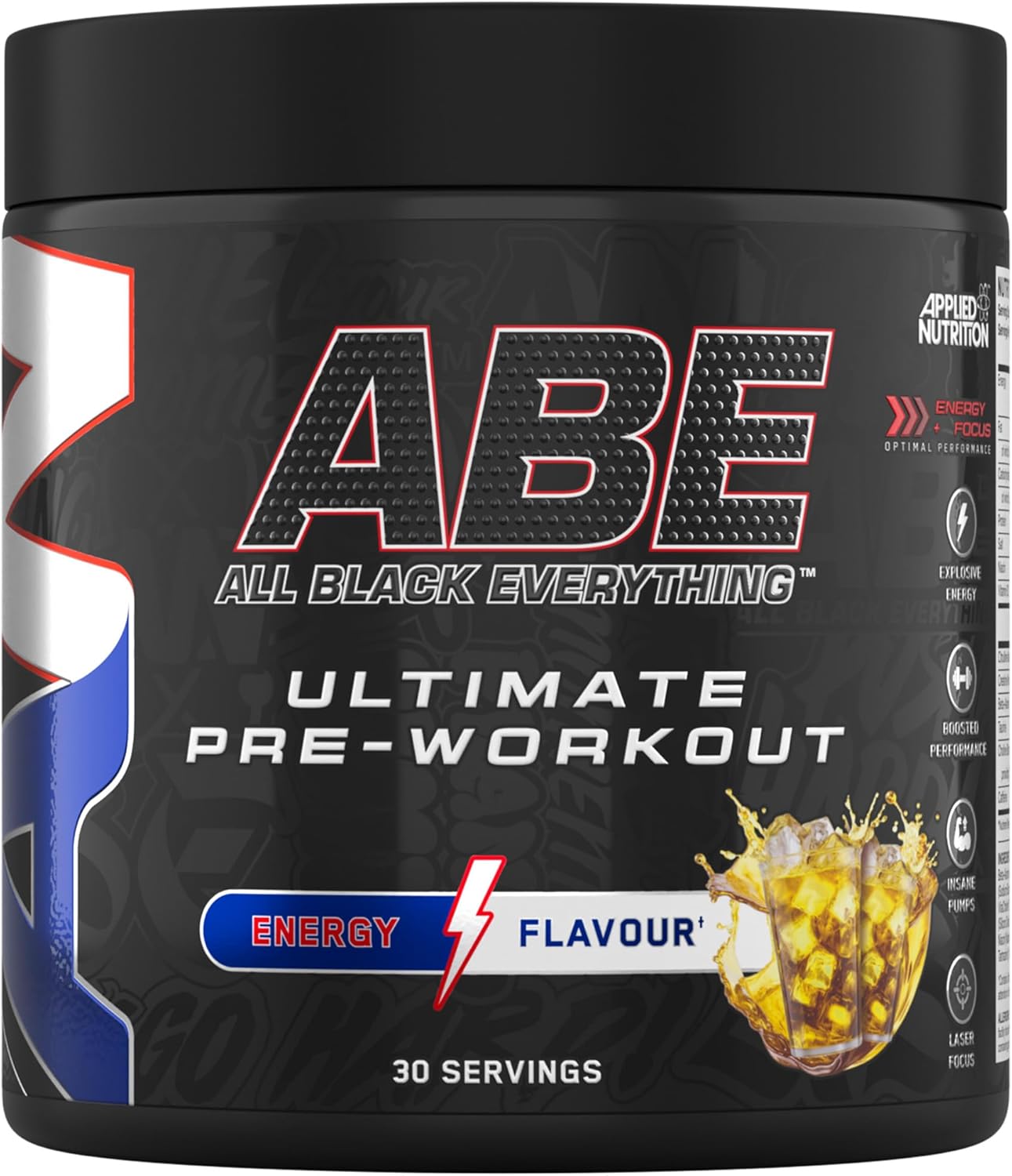 Applied Nutrition ABE Pre Workout - All Black Everything Pre Workout Powder, Energy & Physical Performance with Citrulline, Creatine, Beta Alanine (375g - 30 Servings) (Energy Flavour)