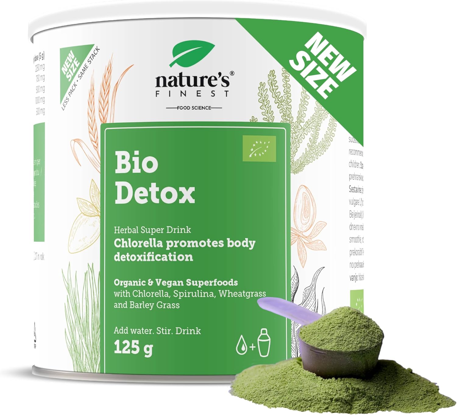 Nature's Finest by Nutrisslim BIO Detox Superfood Mix: Green Powder Superfood for Detox Cleanse Weight Loss, Superfood Powder for Immune System Booster with High Protein, Fibre, Iron & Vitamin C