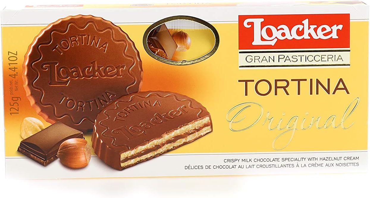 Loacker Tortina Premium Chocolate Coated Wafer, Original 125g/4.41 oz.