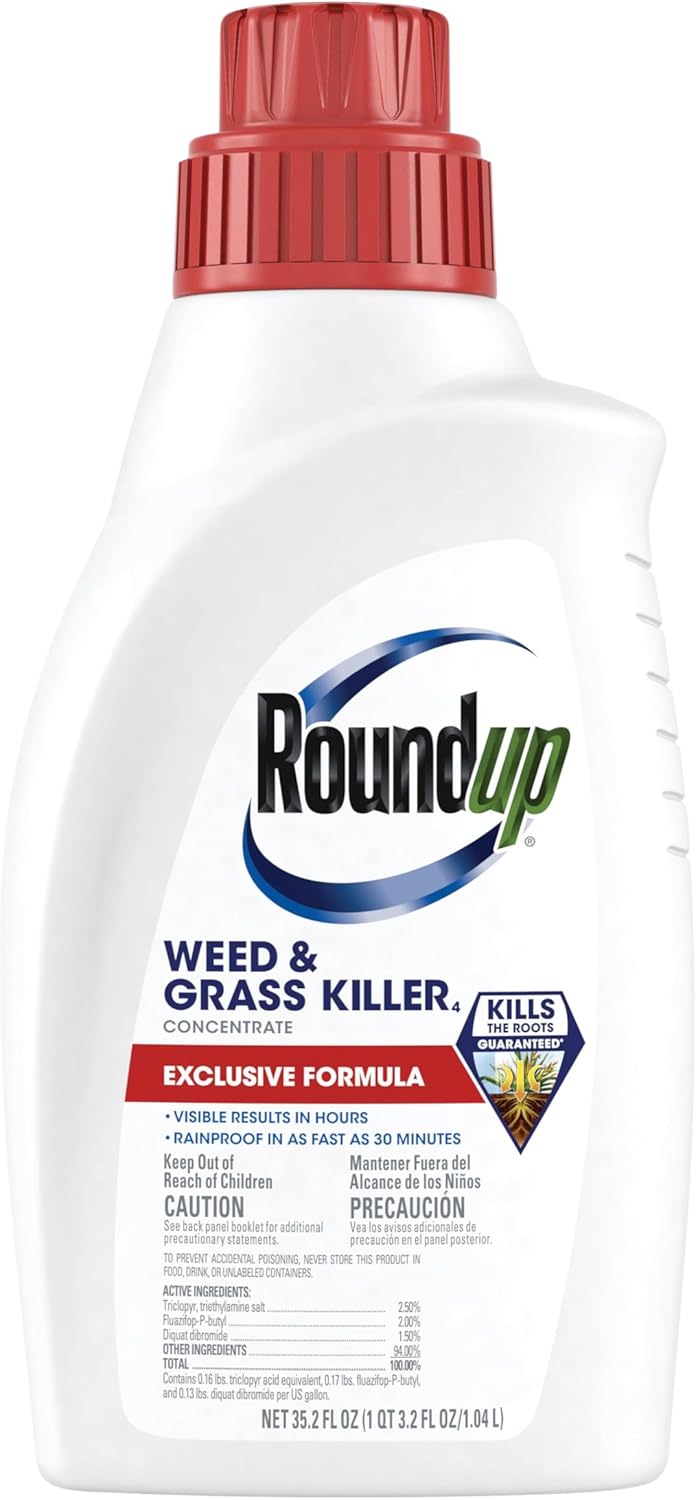 Roundup Weed and Grass Killer₄ Concentrate, Use in and Around Flower Beds, Walkways and Other Areas of Your Yard, 35.2 fl. oz.