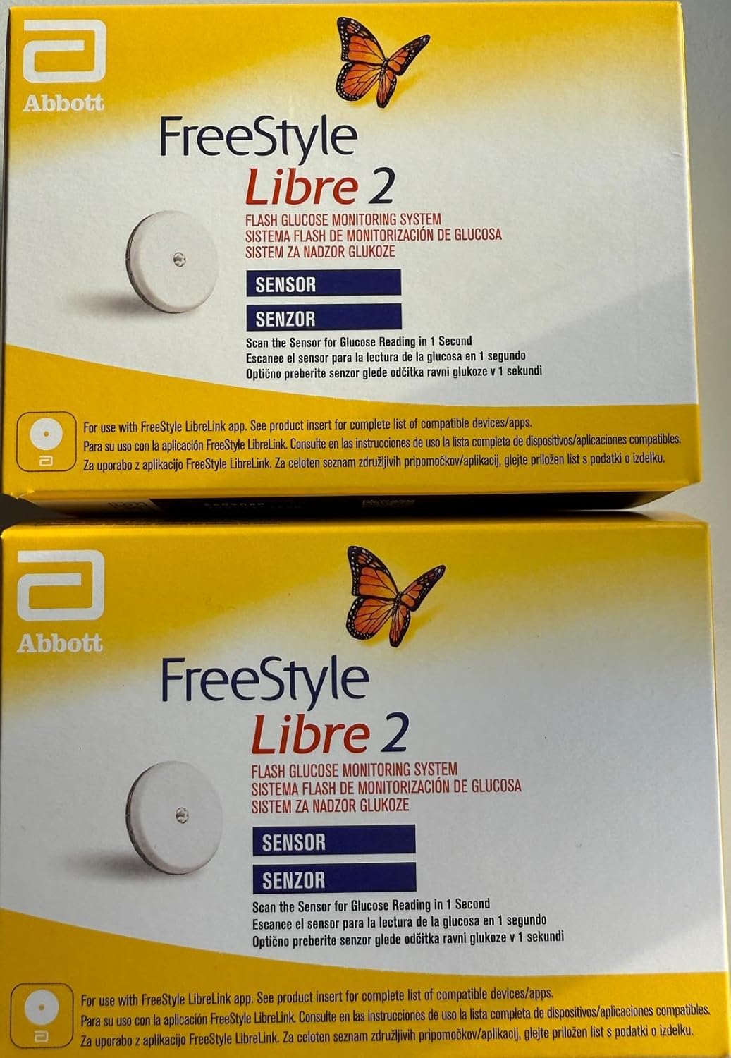 Abbott Freestyle Libre 2 Sensor Pack of 2 for diabetes monitoring CGM for UK, white