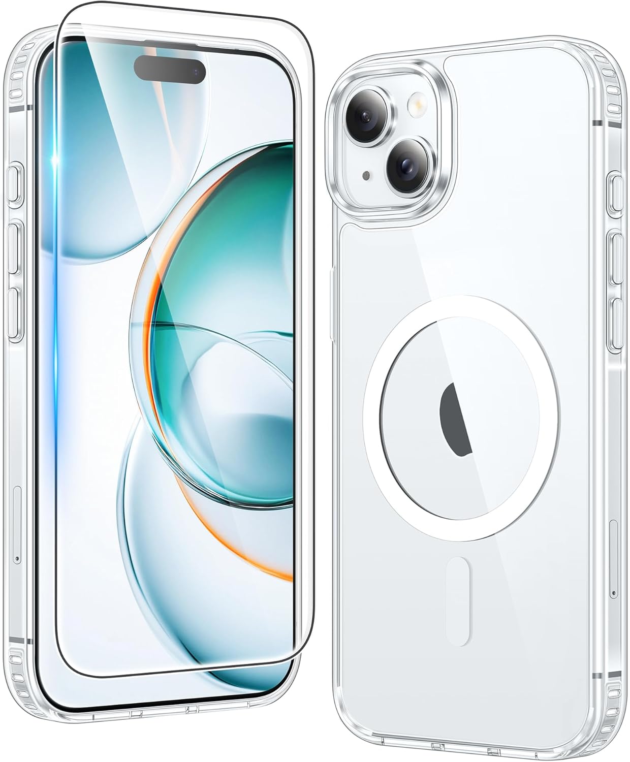 FNTCASE for iPhone 15 Case: for iPhone 14 | iPhone 13 Case Support Magnetic Charging Military Grade Drop Protection Anti Yellowing | Rugged Shockproof Phone Cover - 6.1 inch (Clear)