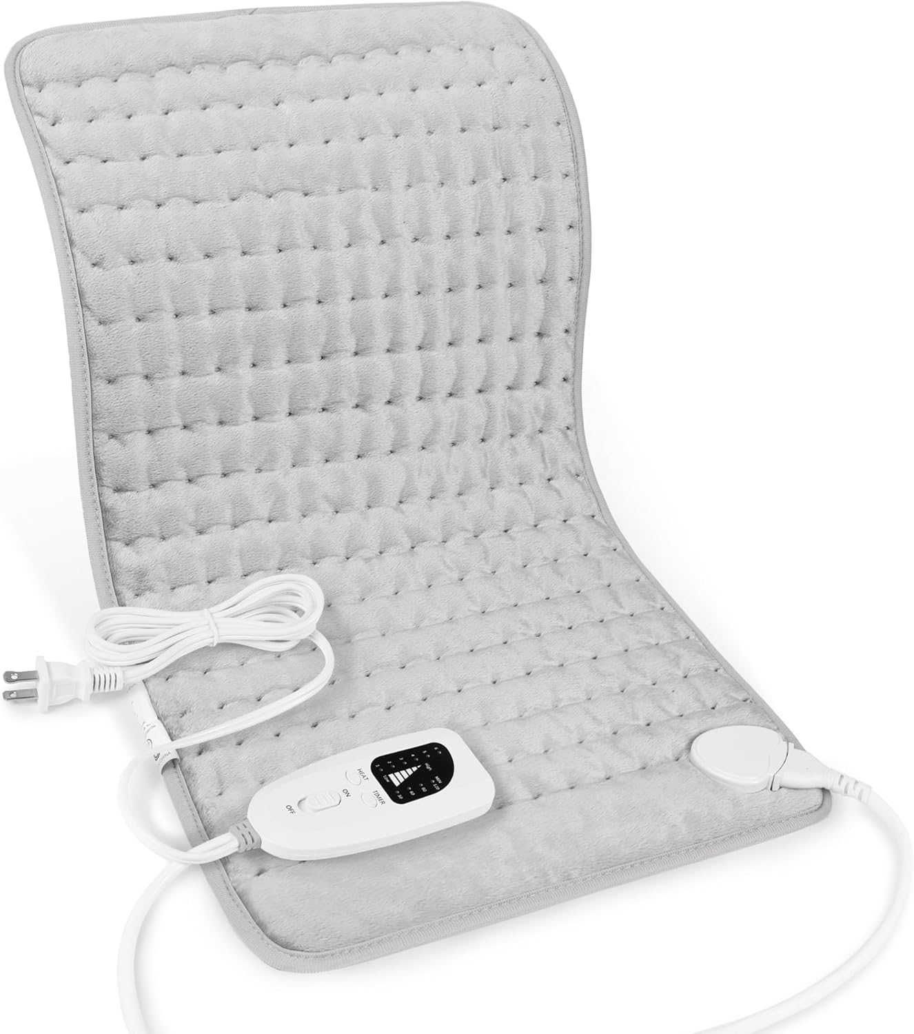 Deepsoon Heating Pad,Electric Heating Pads for Back,Neck,Abdomen,Moist Heating Pad for Shoulder,Knee,Arms,Legs,Dry/Moist Heat & Auto Shut Off,Christmas Gifts for Men and Women,Light Gray,24x12 Inch