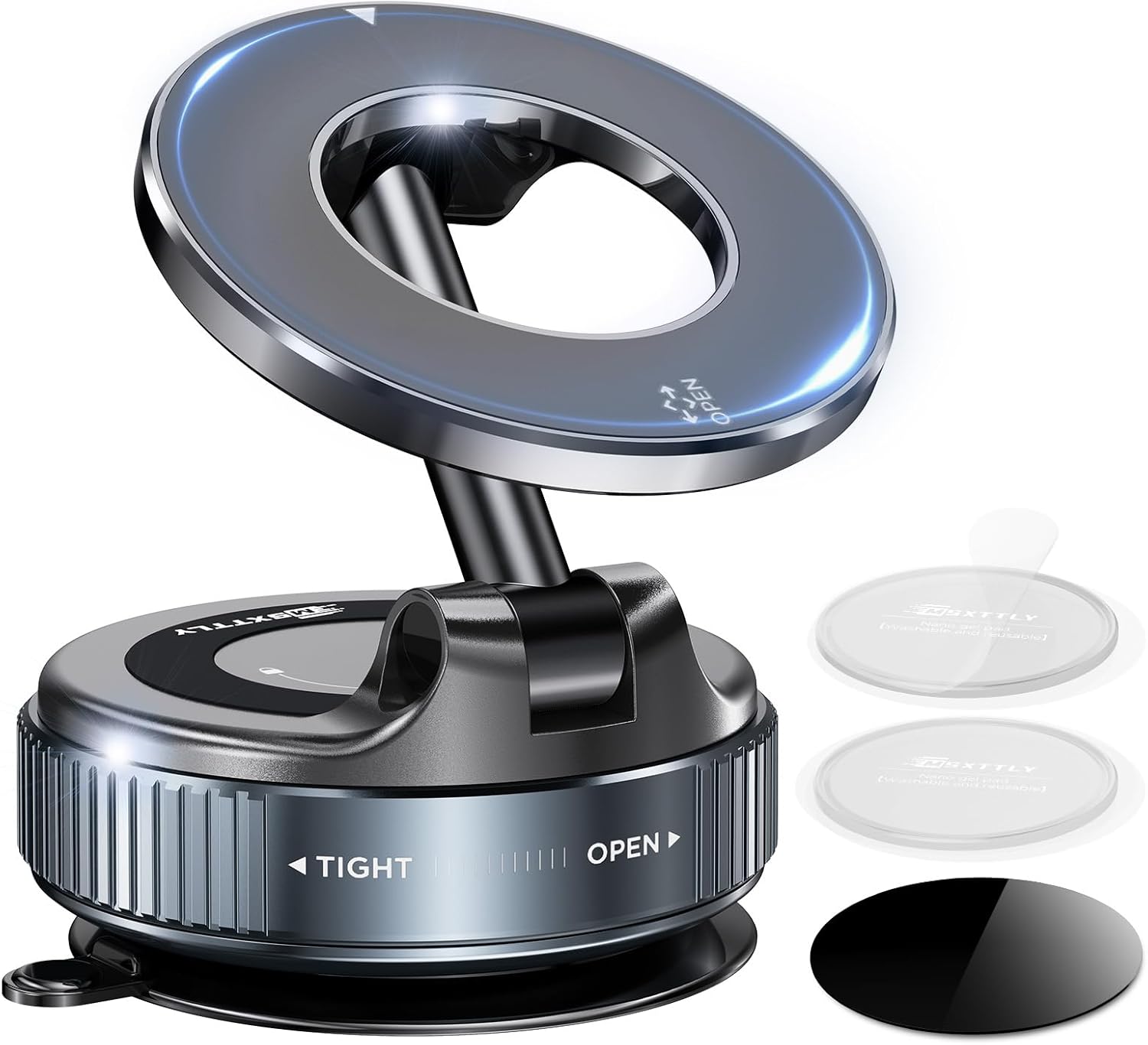 Vacuum Magnetic Phone Holders for Your Car 2026 Suction Cup Phone Mount with Washable Nano Gel Pads 360° Adjustable Phone Mount Unlock More Scenes,Phone Holder for Smartphone&Car/Gym/Mirror