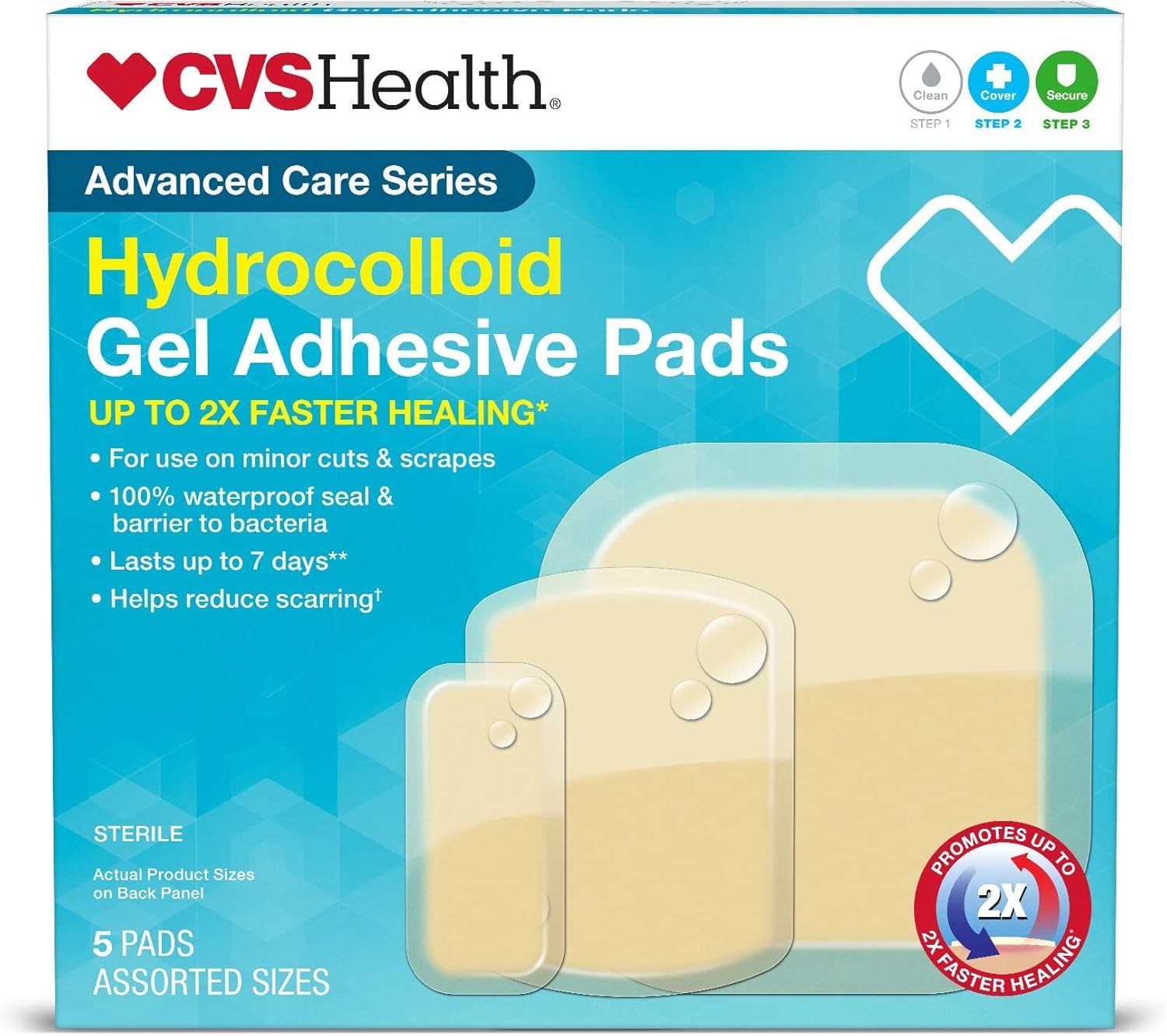 CVS Health Hydrocolloid Gel Adhesive Pds, 5 Pads, Assorted Sizes