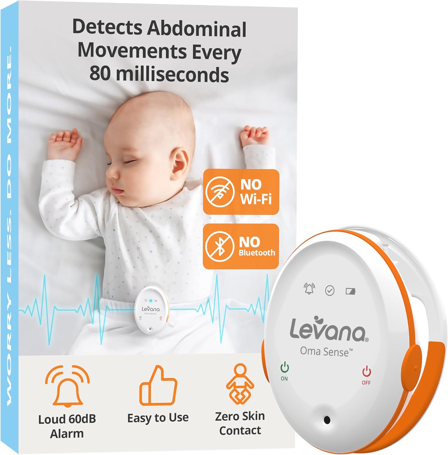 Levana Oma Sense Portable Baby Breathing Movement Monitor with Vibrations and Audible Alerts Designed to Stimulate Baby and Alert Parents