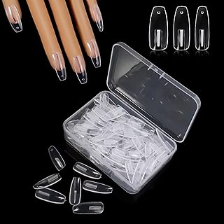 100PCS Replacement Nail Tips for Practice Hand, Clear Refill Acrylic Fake Nail Tips for Silicone Nail Hand Practice, Nail Pieces Never Fall Off Finger Never Break for DIY Nail Art Salon Practice