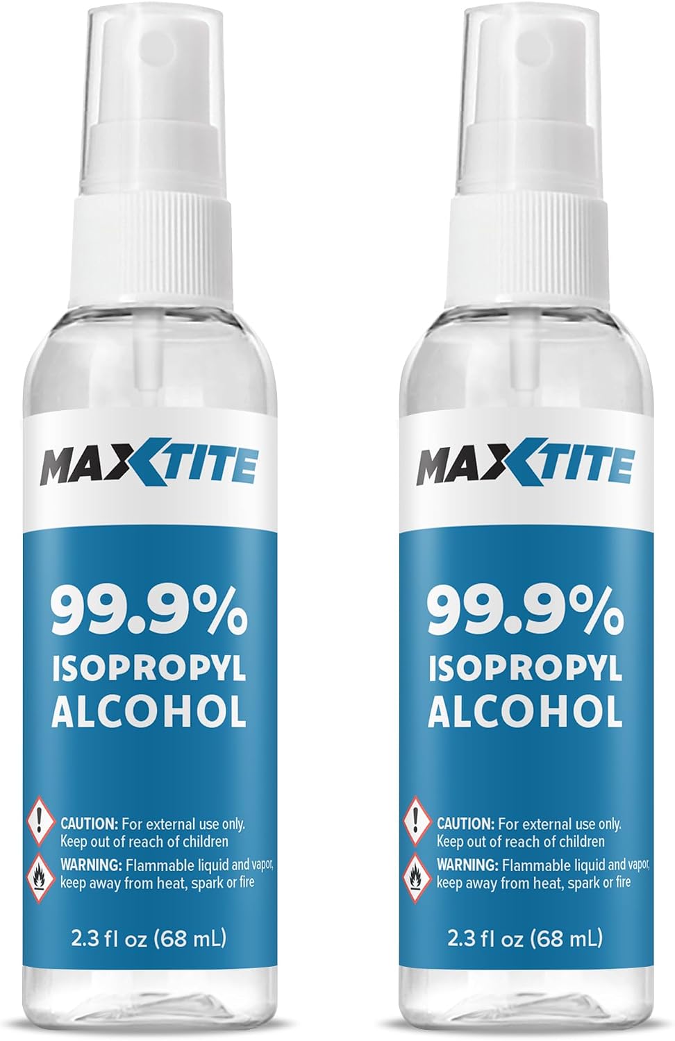 MaxTite 99.9% Isopropyl Alcohol - 2.3 fl oz Spray, 2 Pack - Made in The USA