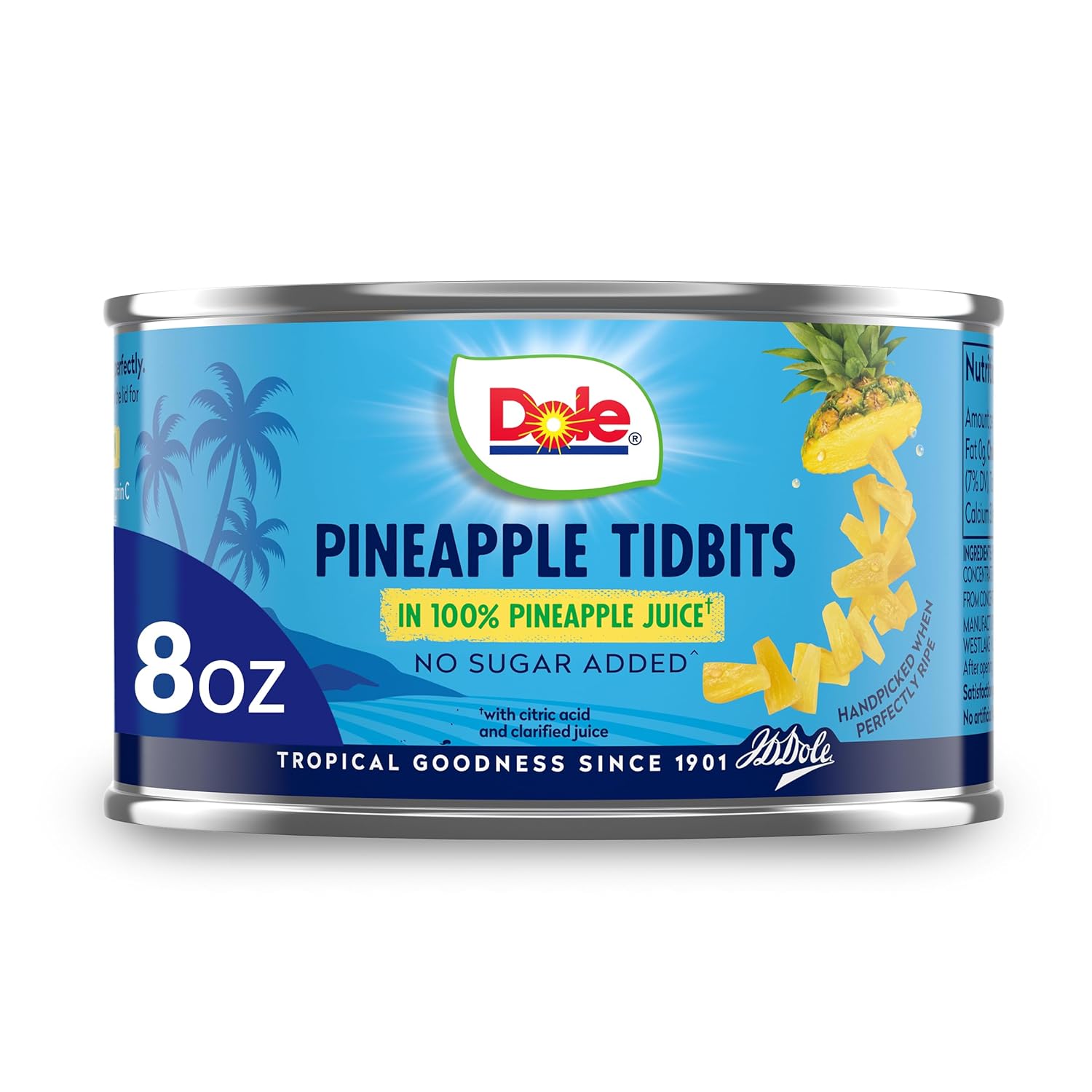 Dole Canned Fruit, Pineapple Tidbits in 100% Pineapple Juice, Gluten Free, Pantry Staples, 8 Oz, Packaging May Vary