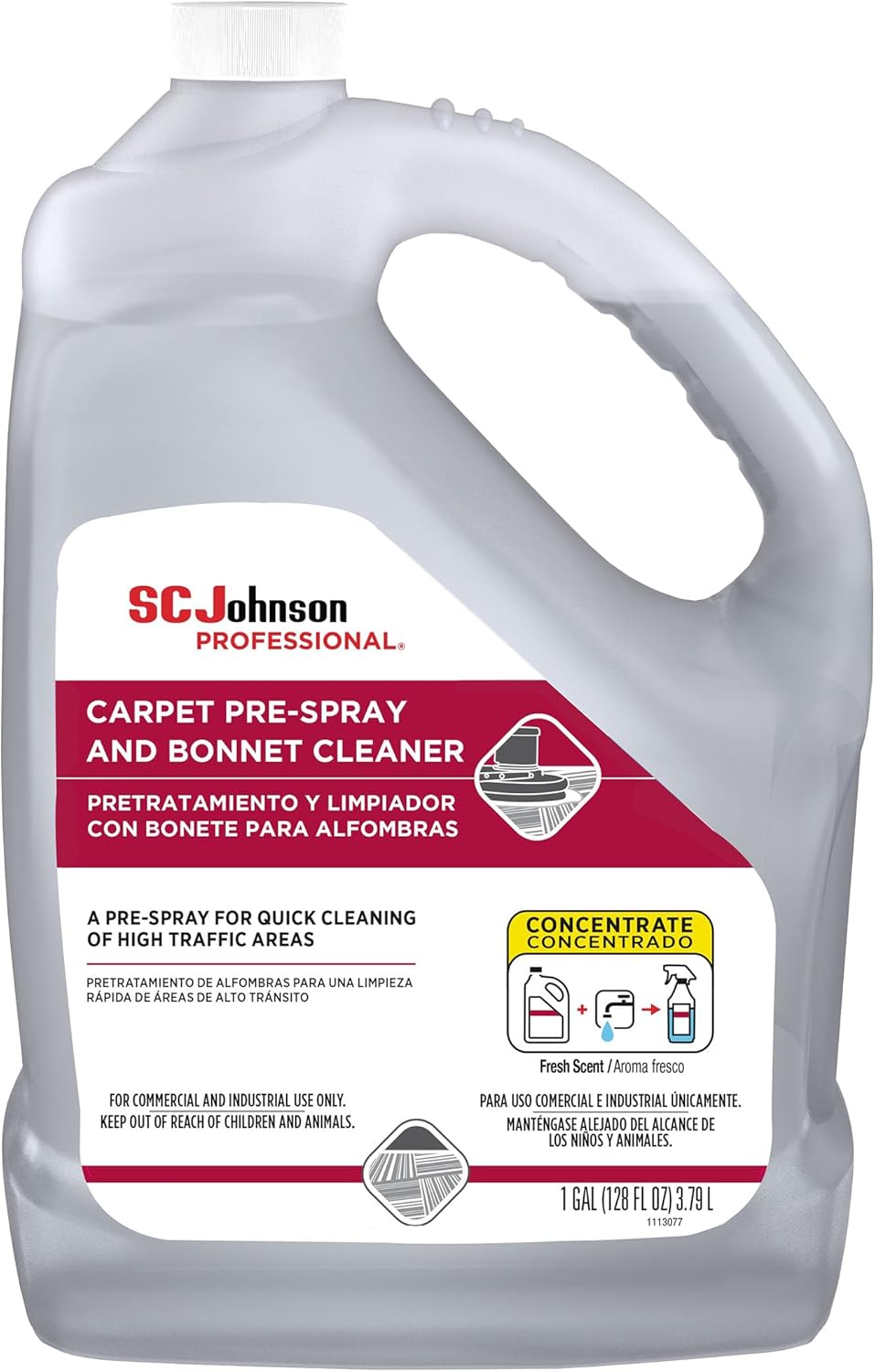 SC Johnson Professional Carpet Pre-Spray and Bonnet Cleaner, Carpet Cleaner Pre-Spray, 1 Gallon, 4 Count, for Professional Use Only