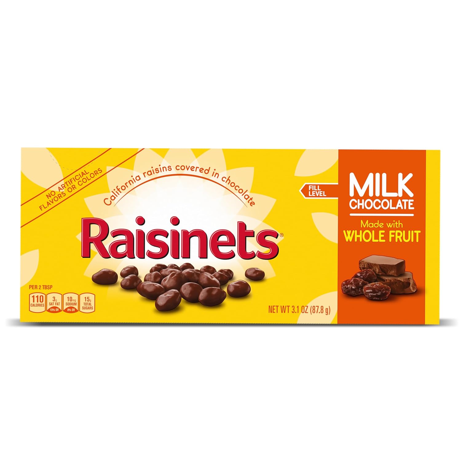 Raisinets, Milk Chocolate Covered California Raisins, Movie Theater Candy Box, 3.1 oz each, Bulk 15 Pack