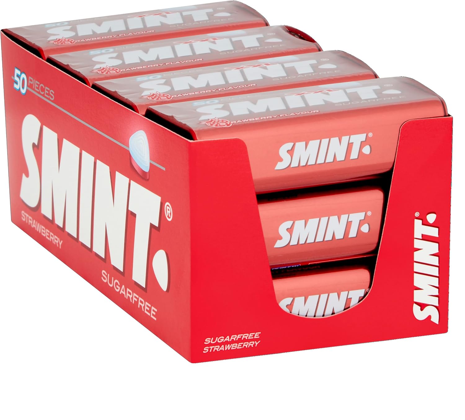 Smint Sugar Free Strawberry Mints, Suitable for Vegetarians - 12 x 50 XXL Tins