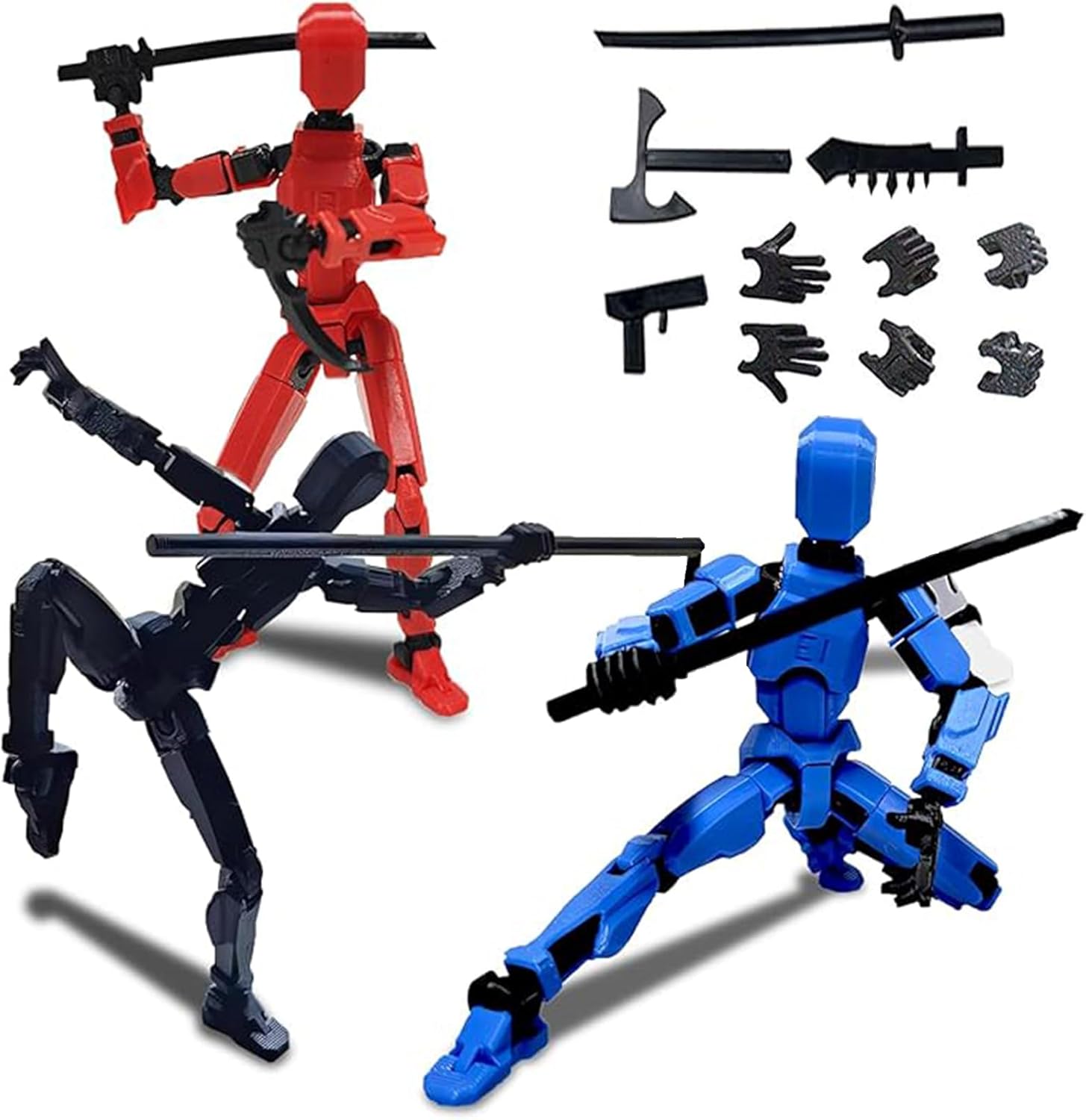T13 Action Figure Set, 3D Printed Multi-Jointed Movable Robot Dummy Set Lucky 13 Action Figure Articulated, for Collectors Desktop Decorations (3pcs)