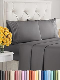 King Size 4 Piece Sheet Set - Comfy Breathable & Cooling Sheets - Hotel Luxury Bed Sheets for Women & Men - Deep Pockets, Microfiber, Extra Soft & Wrinkle Free Sheet - Dark Grey Oeko-Tex Bed Sheet Set