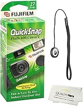 Fujifilm QuickSnap Flash 400 Disposable 35mm Camera (1 Pack) Bonus Hand Strap + Quality Photo Microfiber Cloth
