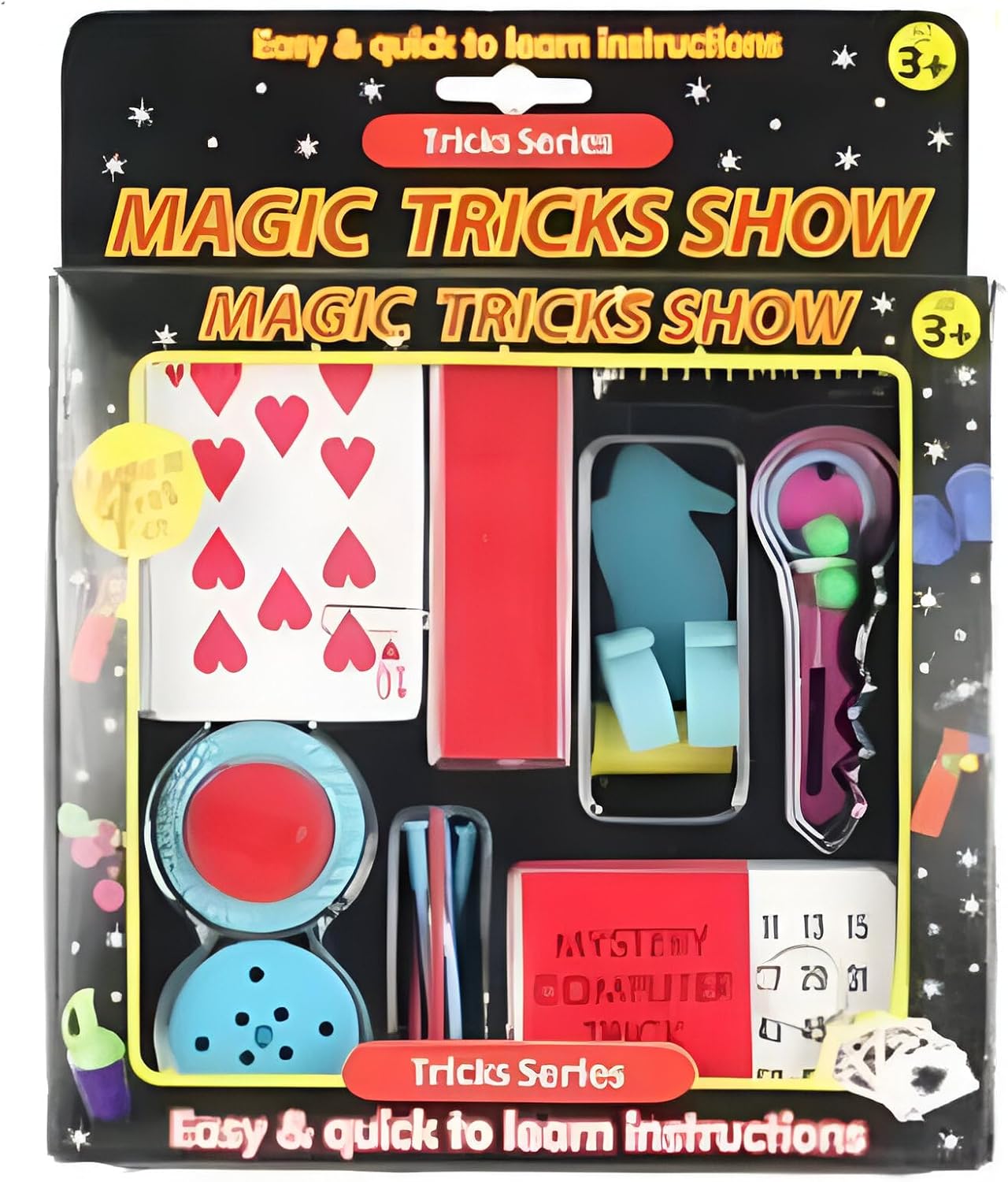 Magic Trick Show Set Beginner Child Kids Changing Card Nail Box Mystery Computer Magician Learning Kit