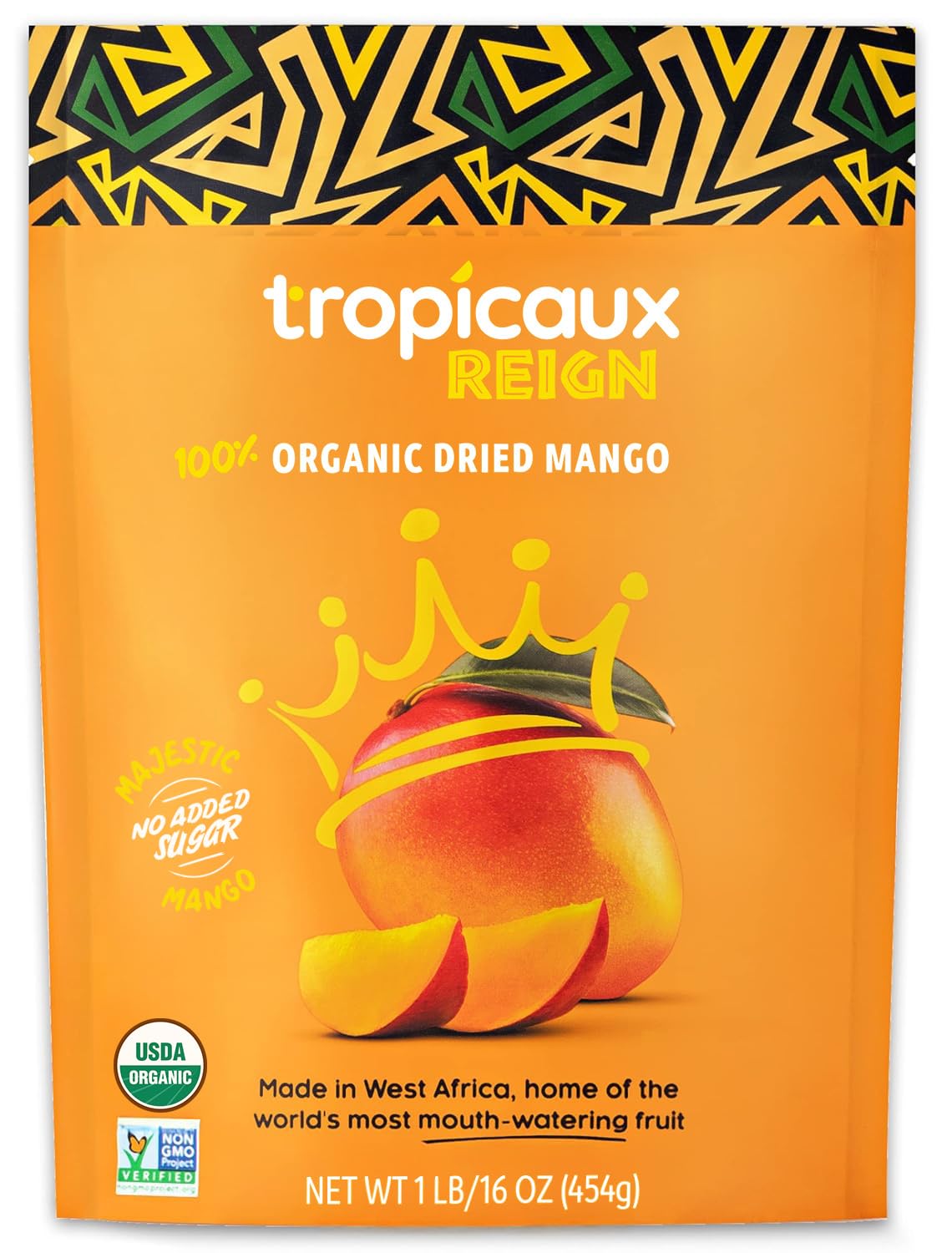 Organic Dried Mango Slices, No Sugar Added, 16oz - All-Natural, Non-GMO, Mouth-Watering Dried Mangoes - Preservative-Free, Nutritious & Delicious Snack for Kids and Adults by Tropicaux Reign