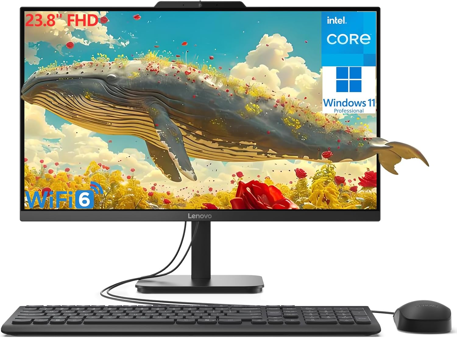 Lenovo 24 23.8" FHD All-in-One Desktop Computer for Home Office, Intel 4-Core Processor (Beats i3-1110G4), 32GB DDR4 RAM, 1TB PCIe SSD, WiFi 6, Bluetooth, Business AIO, Windows 11 Pro, Vent-Hear