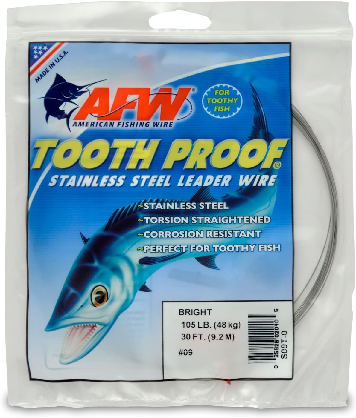 AFW Tooth Proof Fishing Wire Single Strand Leader, Bright and Camo