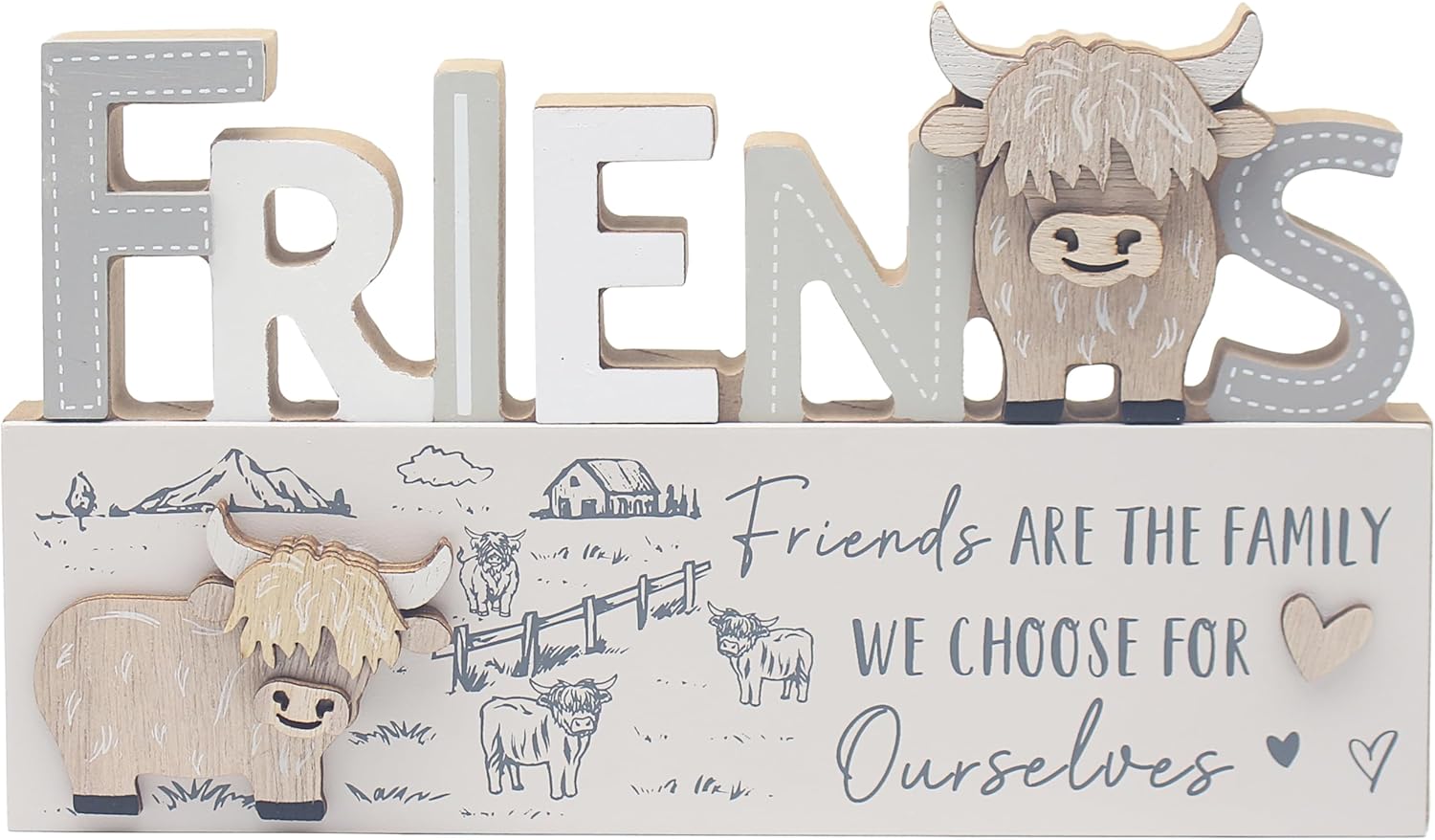 Lesser & Pavey Love & Affection Highland Cow Wooden Plaque - Friends For Home Decor & Gift | Wooden and Acrylic Plaques For Home and Office | Ideal Signs & Plaque Birthday Gifts For Women & Men