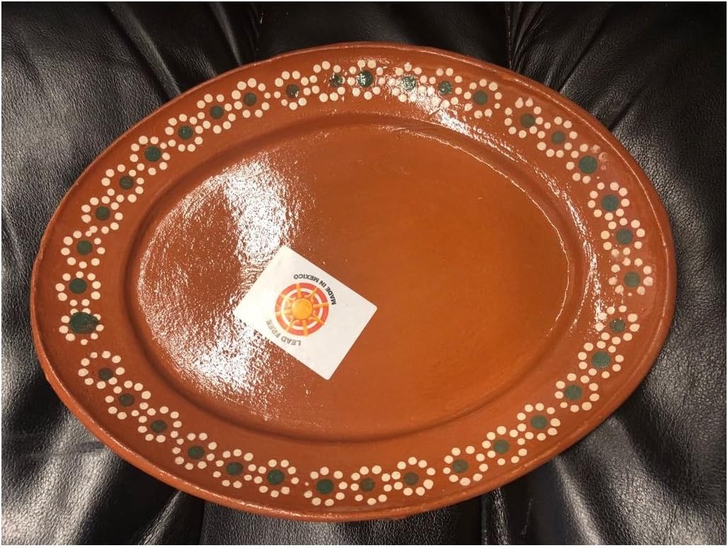 Made in Mexico 11x8 Mexican Grande Dinner or Salad Clay Barro Ovalado Oval Plates Set of 4