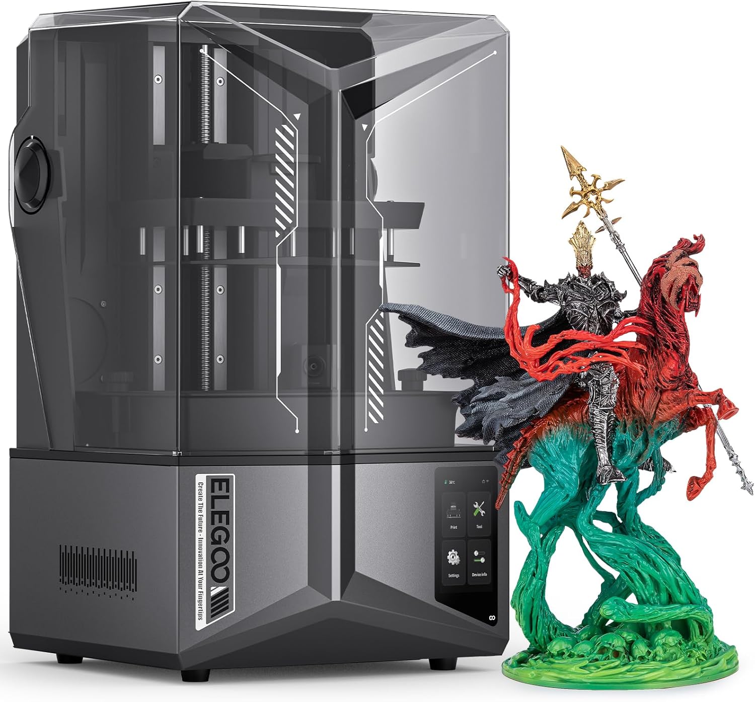 ELEGOO Saturn 4 Ultra 3D Printer, 10-Inch 12k Mono LCD 3D Printing, Auto Leveling, Intelligent Mechanical Sensor, AI Camera, MSLA Resin 3D Printer Large Size 218.88x122.88x220mm³