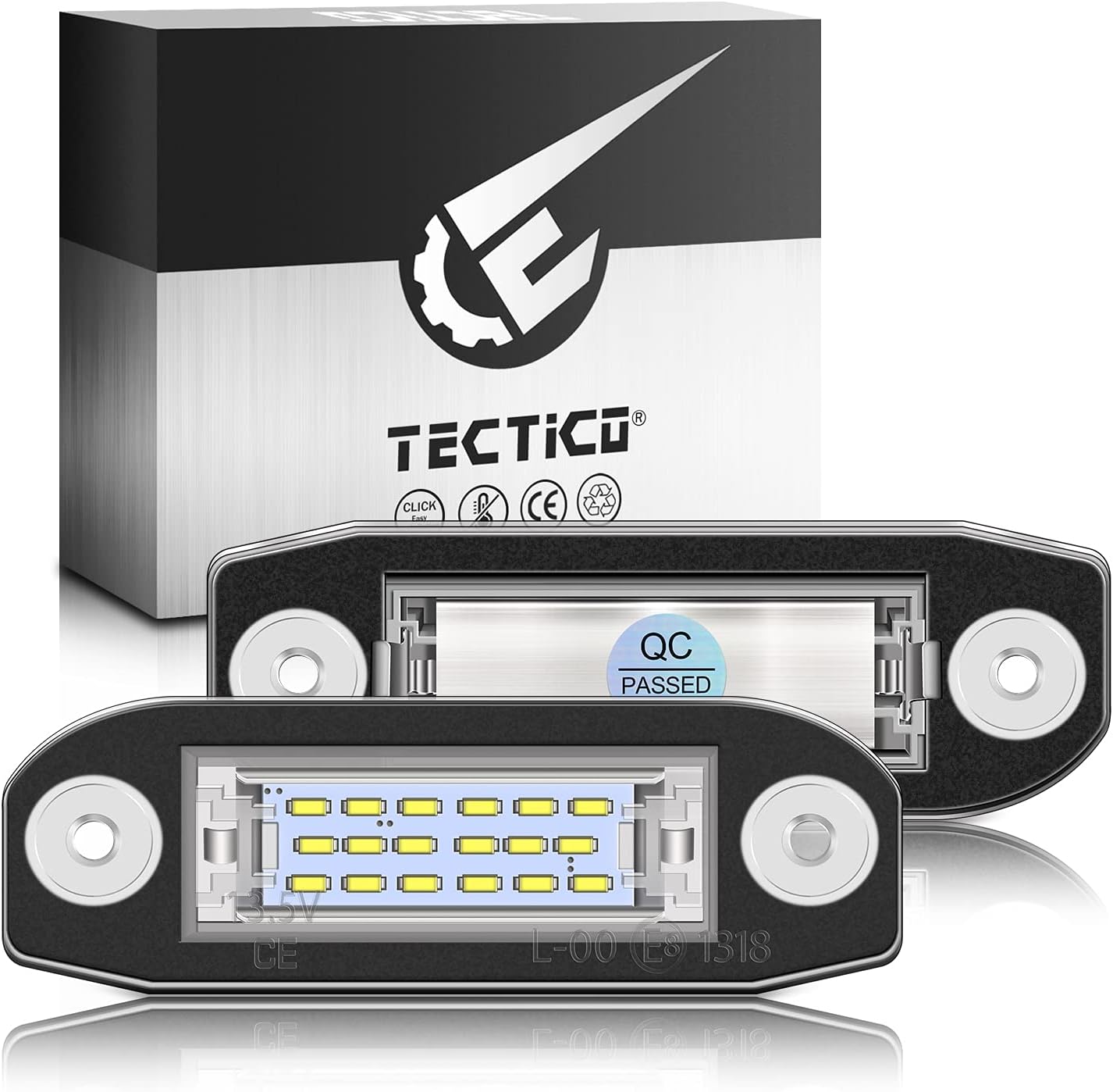 TECTICO LED Rear Number Plate Bulb SMD Bright White Canbus License Plate Lights Compatible with Volvo C30 C70 S40 S60 S80 V50 V60 V70 XC60 XC70 XC90, 2 Lamps