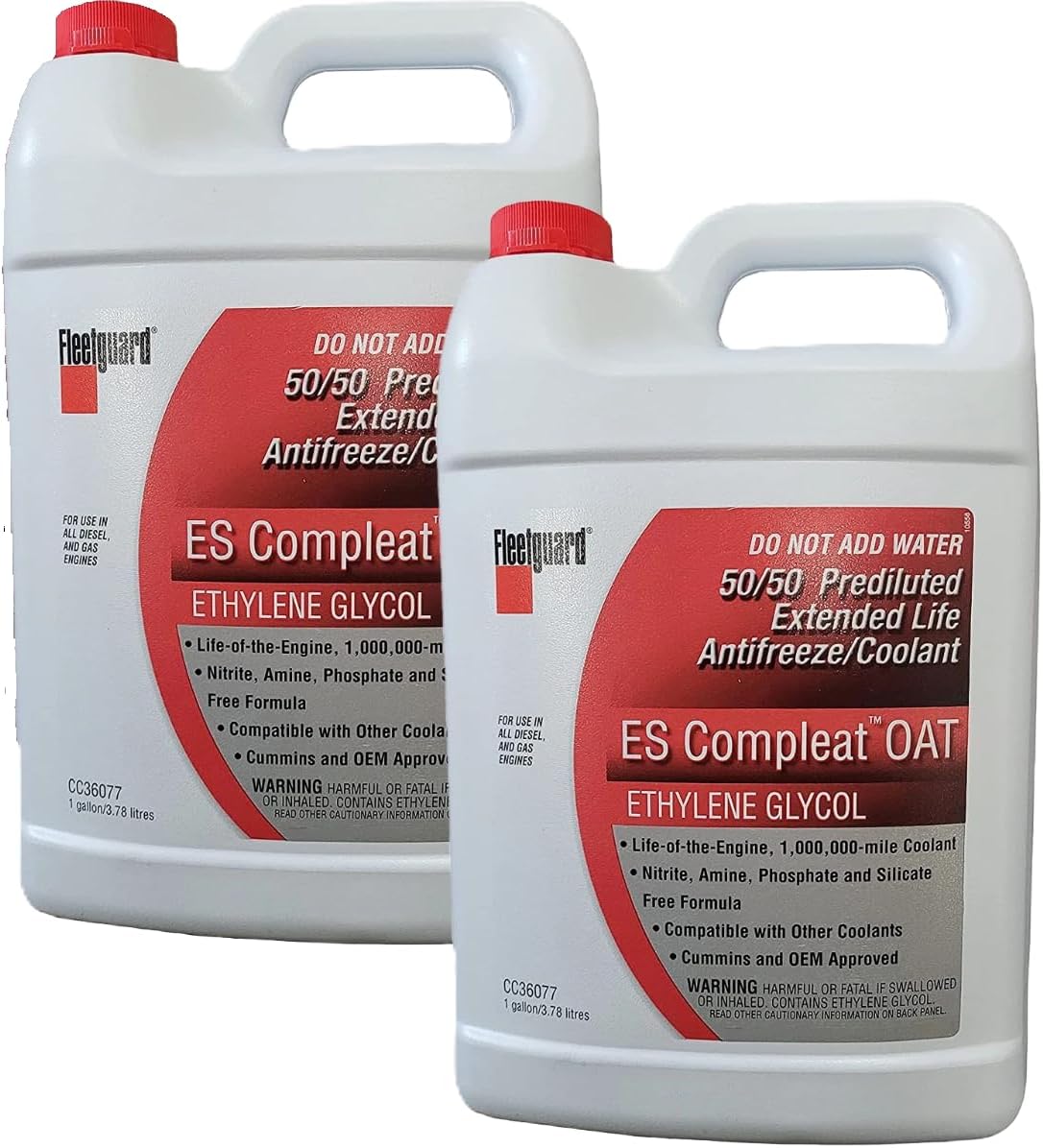 Fleet Cool ES Complete Oat Antifreeze/Coolant, 50/50 Prediluted, 1 Gallon, 2-Pack. bitterment Agent Mixed in