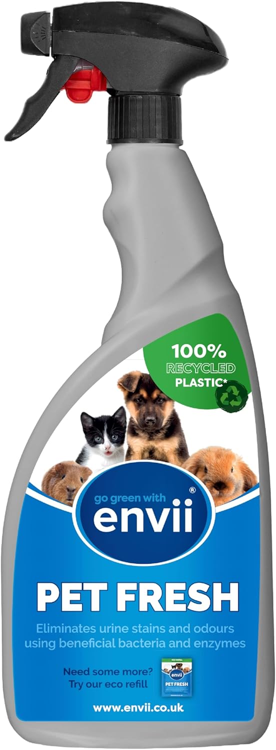Envii Pet Fresh – Effective Pet Urine Stain & Odour Remover, Strong Enzyme Cleaner & Natural Deodoriser for Dog & Cat Urine, Faeces & Stains – 750ml Carpet Cleaner for Pets