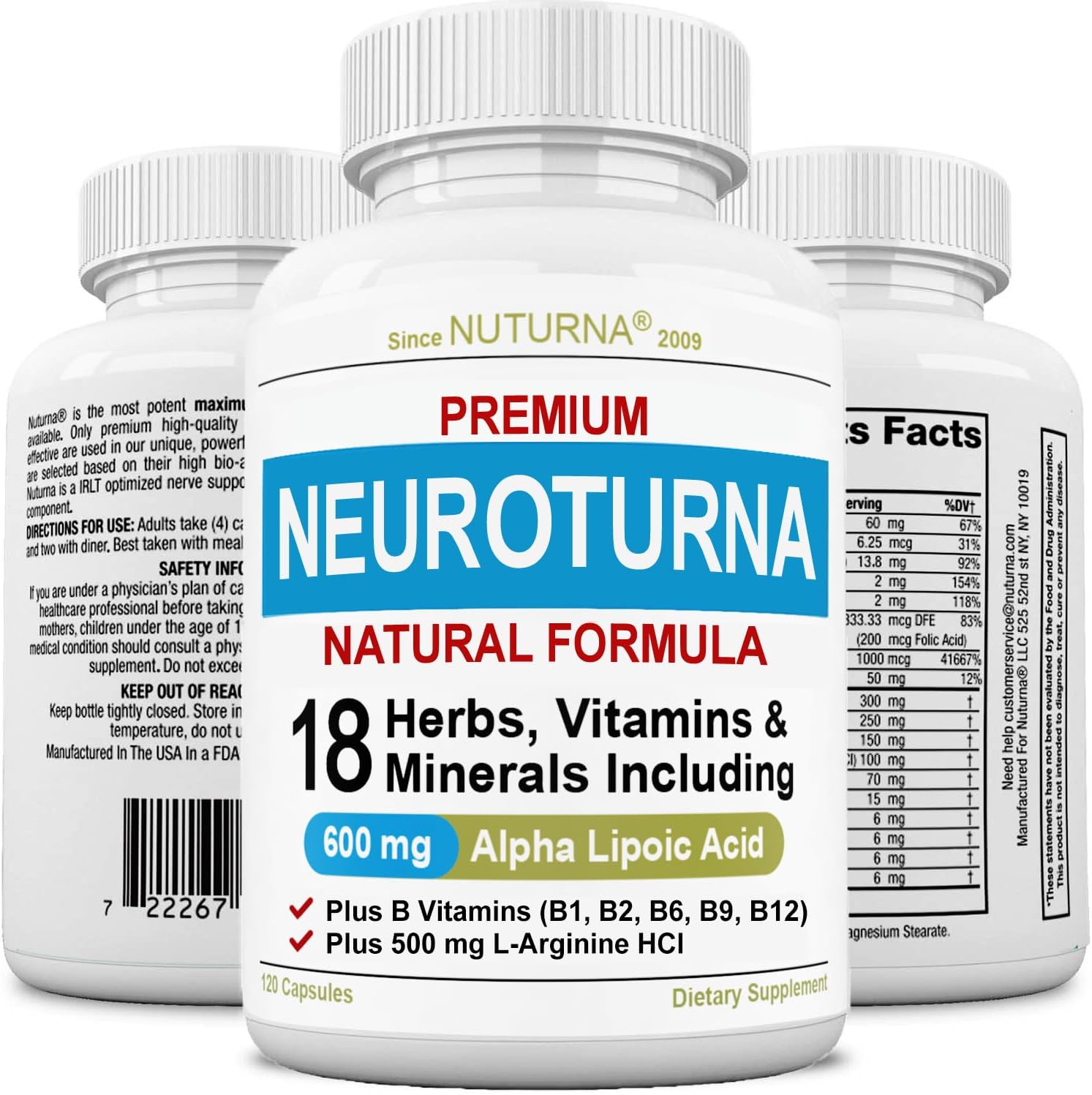 Neuropathy Support Supplement with 600 mg Pure Alpha Lipoic Acid - Advanced ALA Nerve Formula for Feet Hands Fingers Legs - Ultra Potent 18 in 1 Natural Nerve Vitamins - 120 Capsules