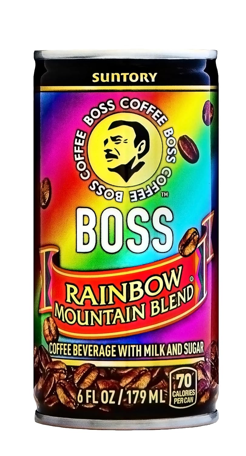 BOSS Coffee by Suntory – Rainbow Mountain Blend Japanese Flash Brew Coffee, 6oz 12 Pack, Imported from Japan, Espresso Doubleshot, Ready to Drink, Contains Milk, No Gluten