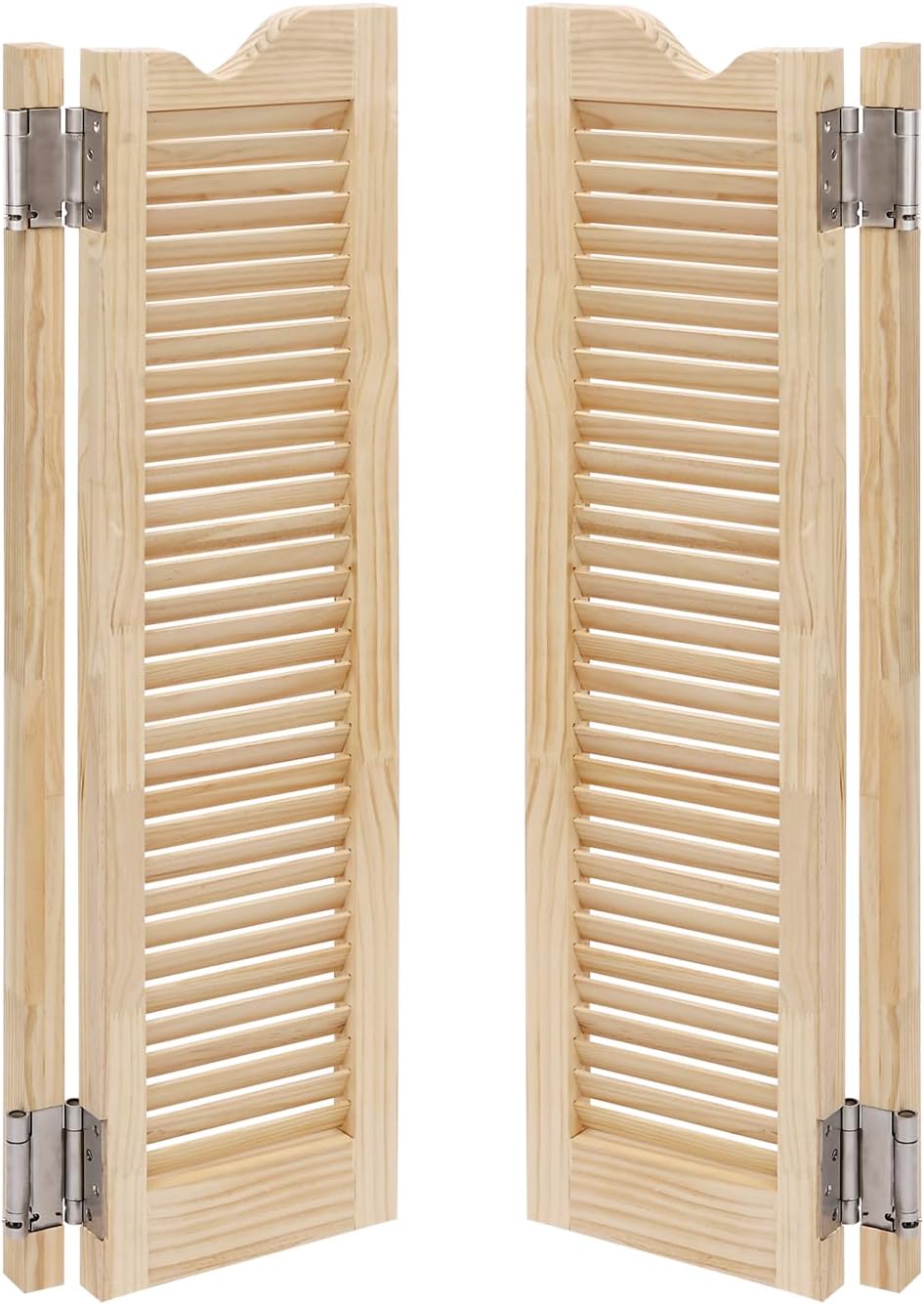 Modern Swinging Door Cafe Door Pine Wood Saloon Doors for House, Kitchen, Shop Entrance Partition Wooden Louvered Door with Quiet Hinges (Wood, 24"x40.9")